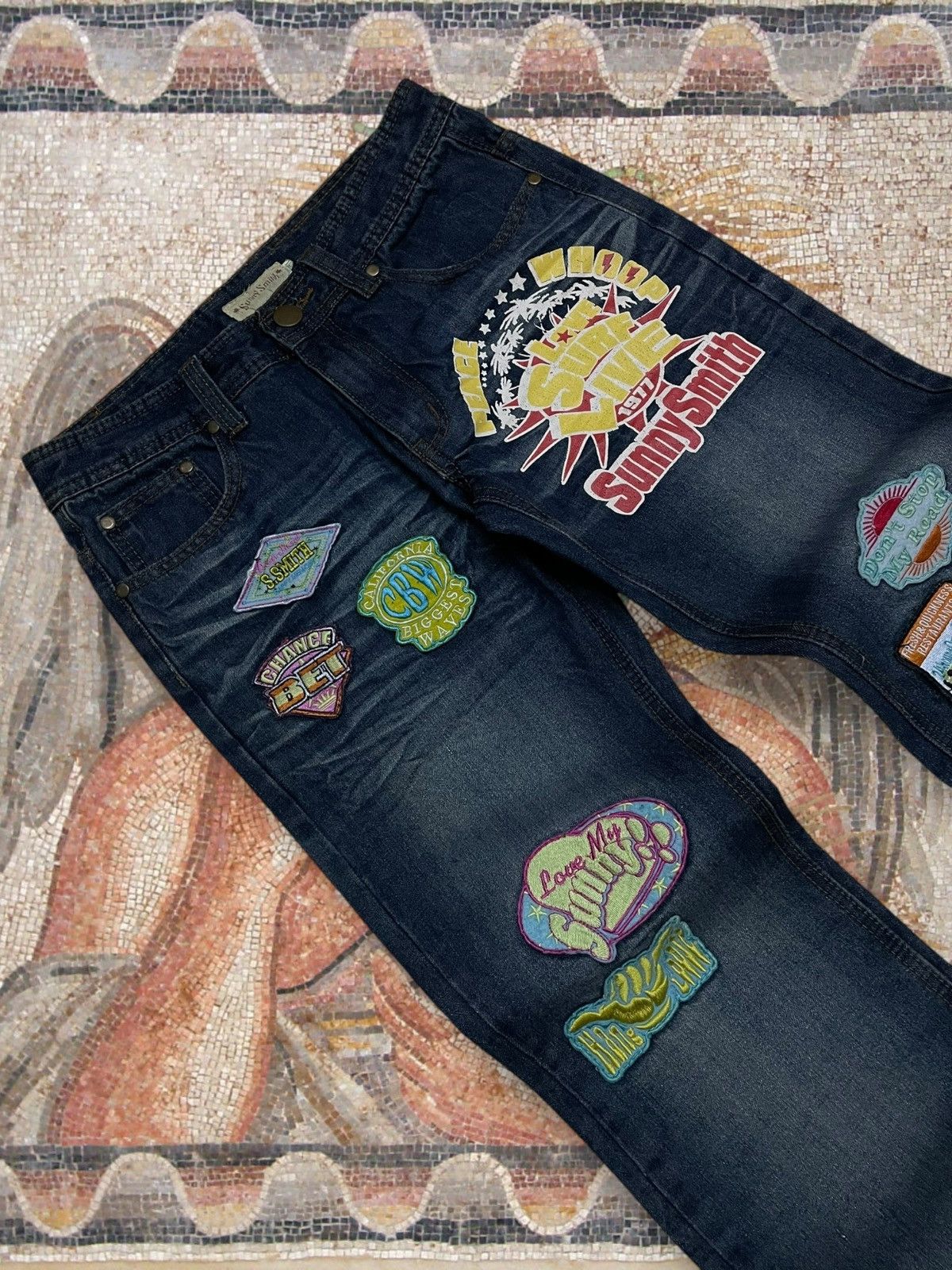 Hysteric Glamour Vintage 90s Japan Designer Sunny Smith Patchwork Fancy Denim Size US 30 / EU 46 - 7 Thumbnail