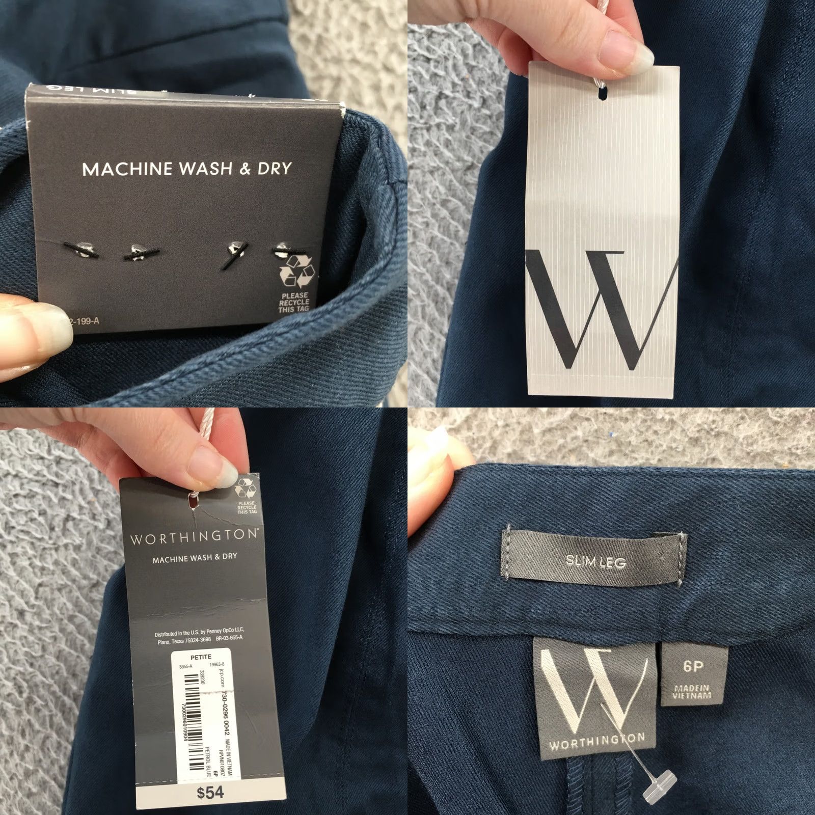 Worthington Worthington Slim Leg Dress Pants Womens 6P Blue Cotton Blend NEW Pants Women 6P Blue Cotton Blend Straight Front Pockets Petite Slim Leg Mens Womens Size 28" / US 6 / IT 42 - 10 Thumbnail