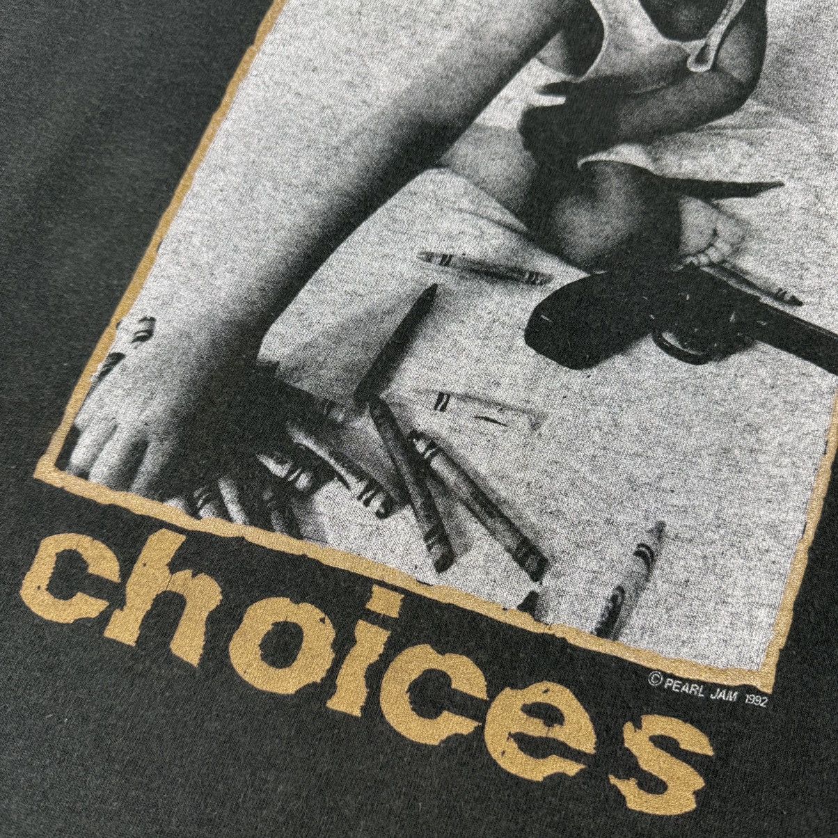 Band Tees Vintage 1992 Pearl Jam "Choices crayons over guns" T-shirt Size US L / EU 52-54 / 3 - 8 Thumbnail