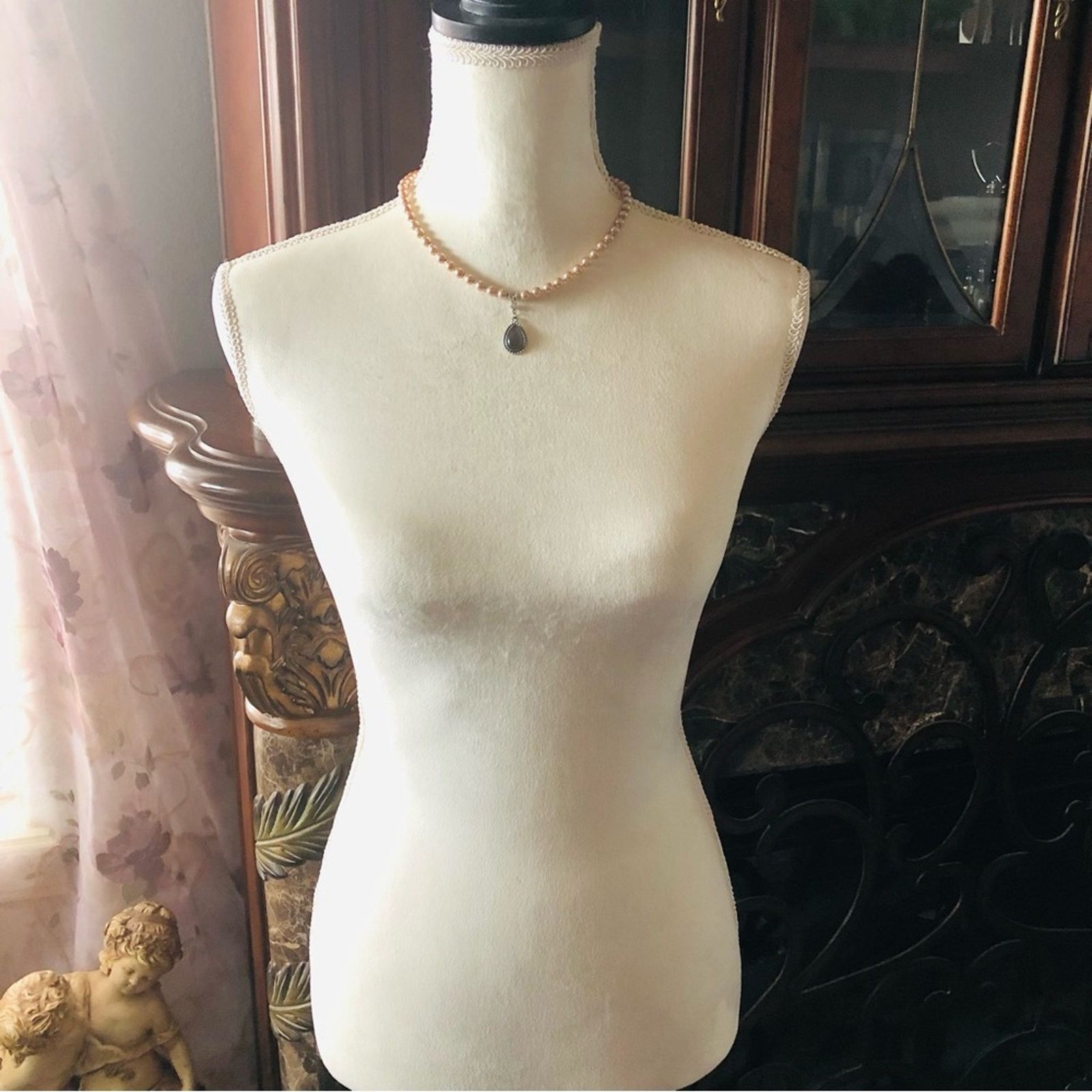 Handmade Handcrafted repurpose grey moon glow teardrop Pearl necklace Size ONE SIZE - 6 Thumbnail