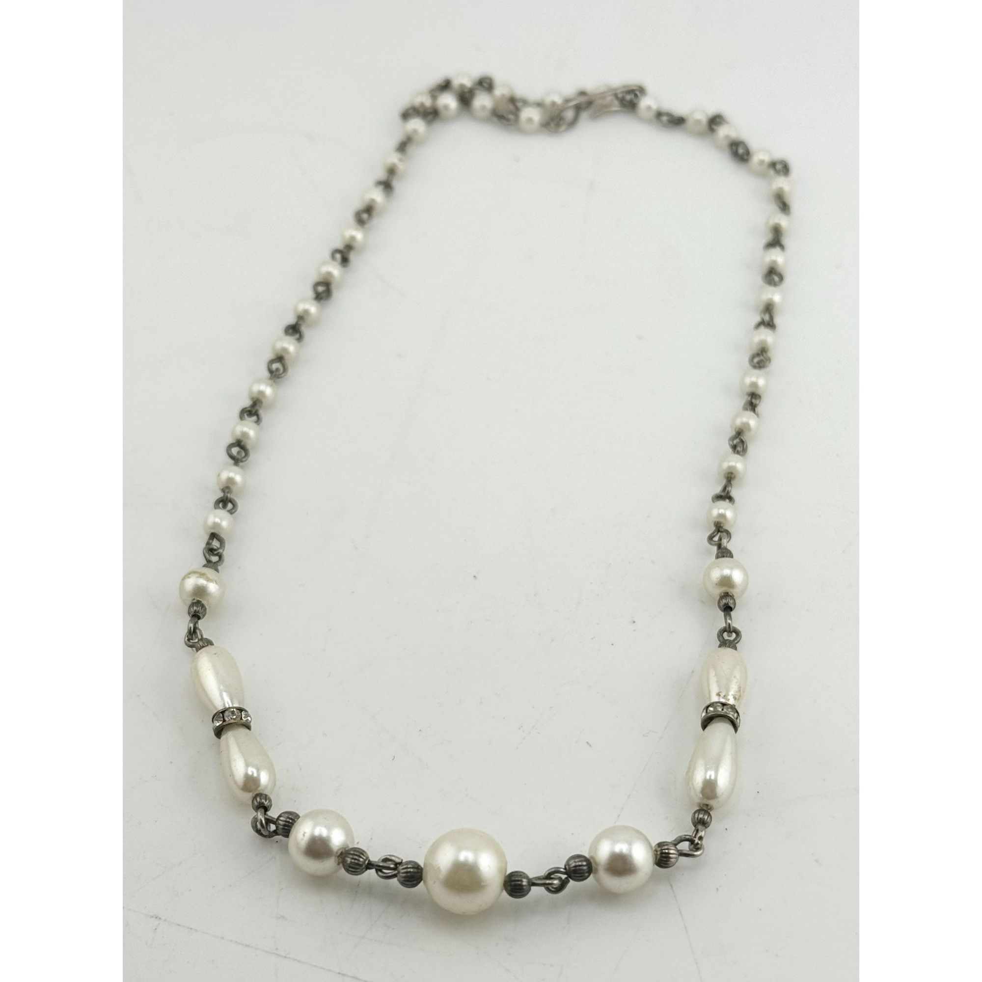 Vintage Vintage faux pearl rhinestone collar necklace Size ONE SIZE - 2 Thumbnail