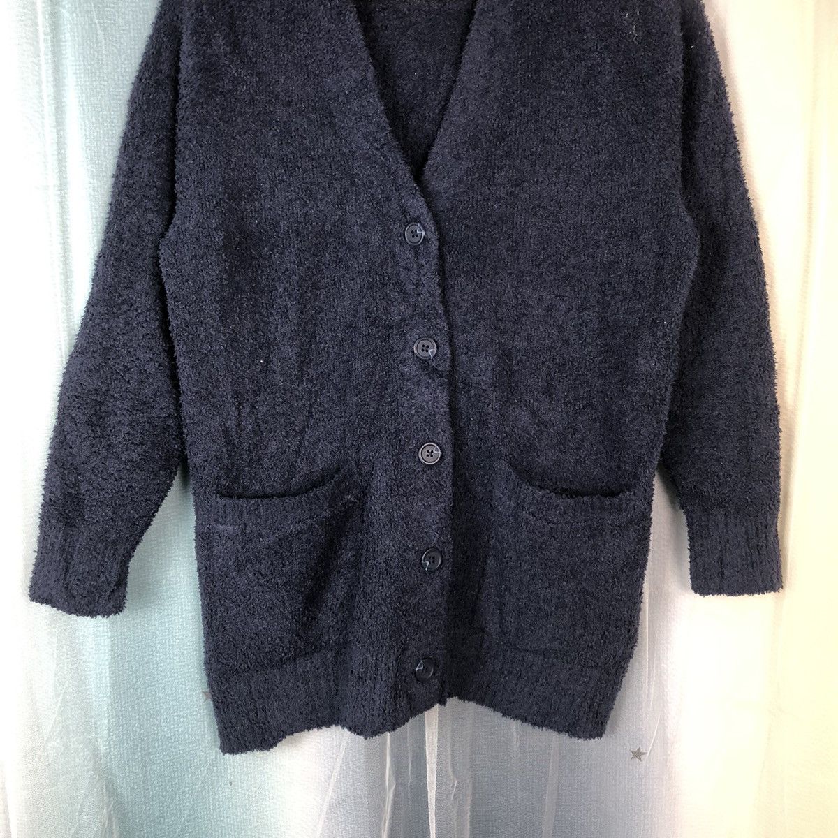 Aran Isles Knitwear × Homespun Knitwear × Japanese Brand Uniqlo Dark Blue Mohair Cardigan #894 Size M / US 6-8 / IT 42-44 - 3 Thumbnail