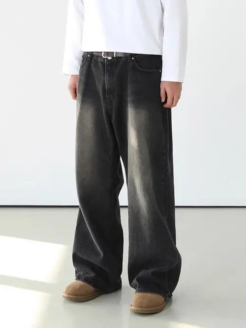 Japanese Brand Kizuki x Aoshi Black Baggy Washed Denim Jeans Size US 30 / EU 46 - 2 Thumbnail