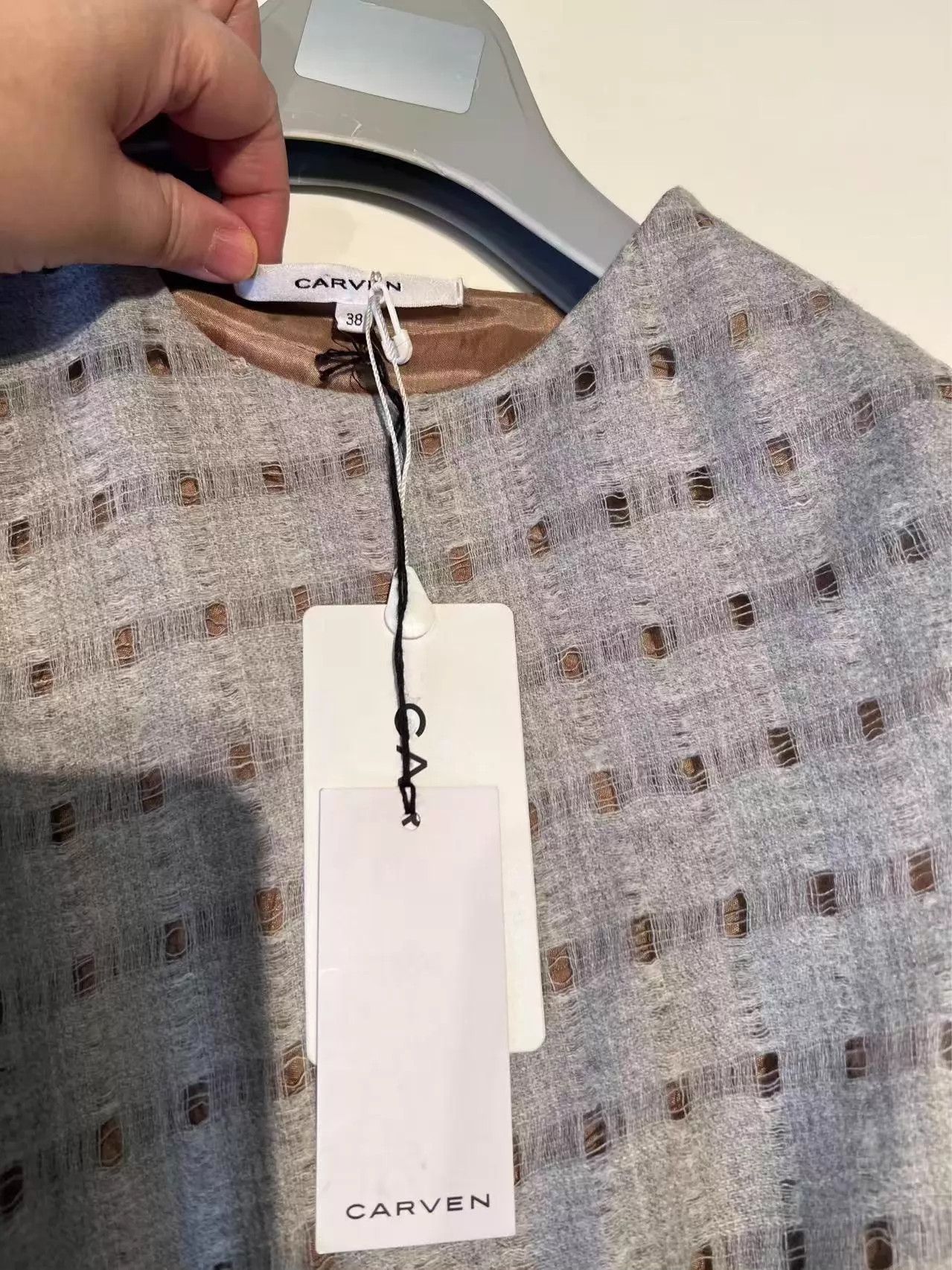 Carven CARVEN Sleeveless Wool-Linen Blend Light Gray Openwork 38 Size XS / US 0-2 / IT 36-38 - 6 Thumbnail