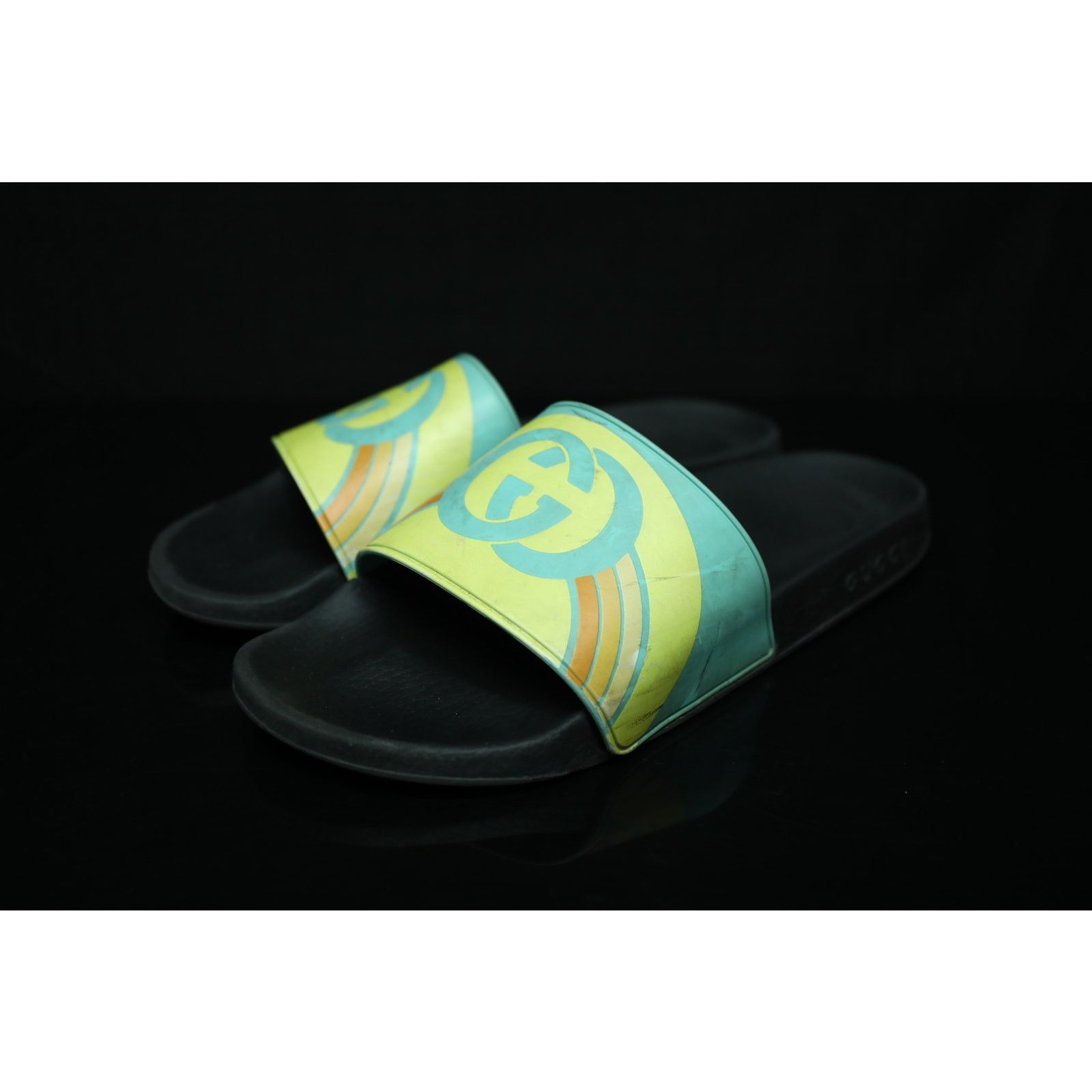 Gucci Rubber GG Rainbow Pursuit Pool Slide Sandals Size 10