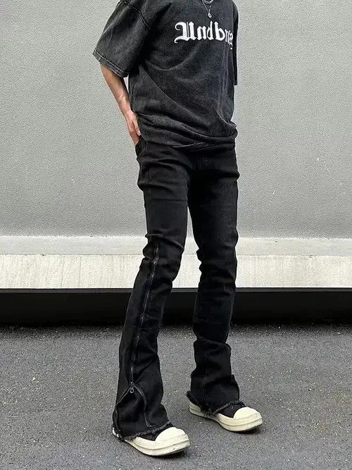 faded gradient grunge flared jeans