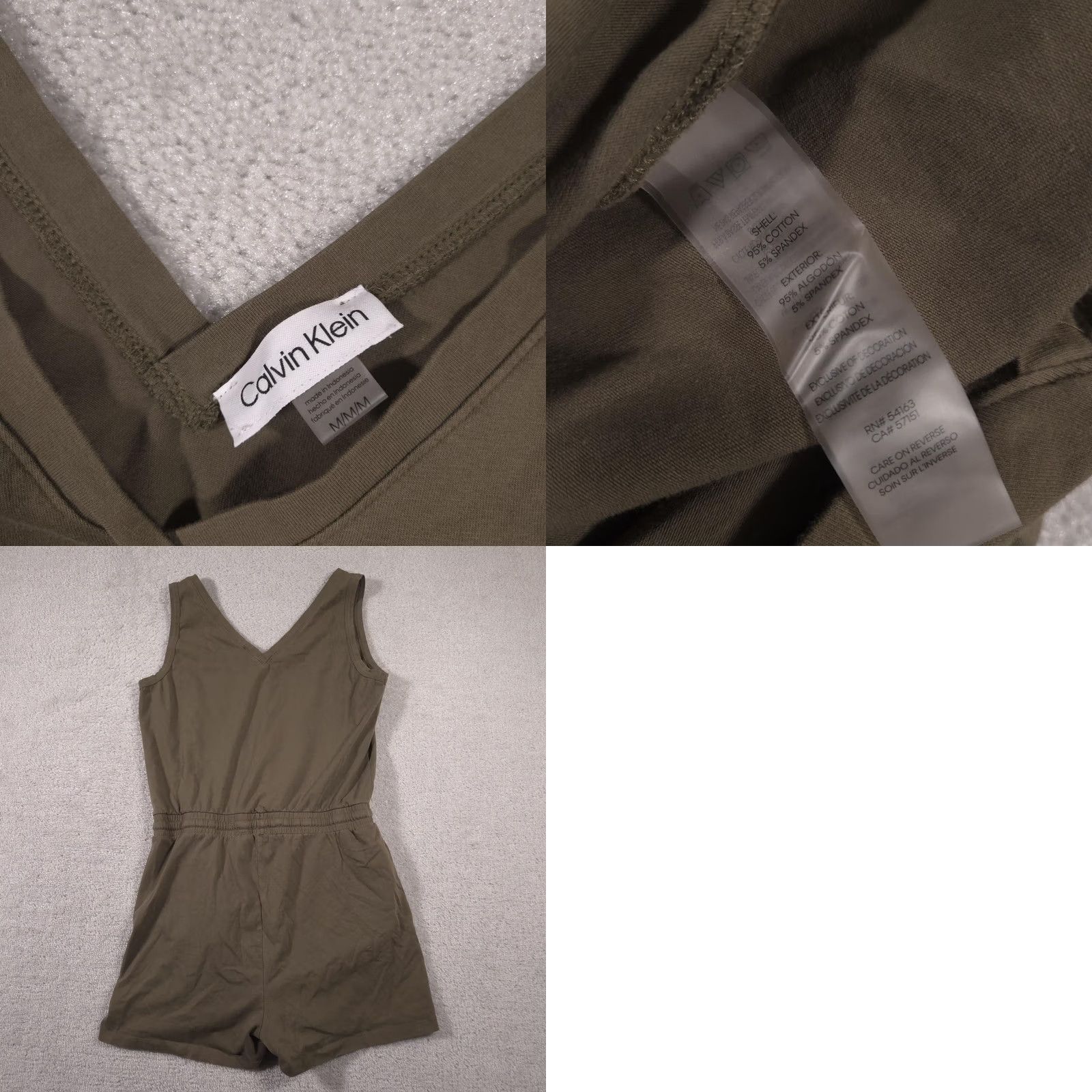 Calvin Klein Calvin Klein Romper Womens M Olive Green V-Neck Rhinestone Logo Pockets Size 32" / US 10 / IT 46 - 9 Thumbnail