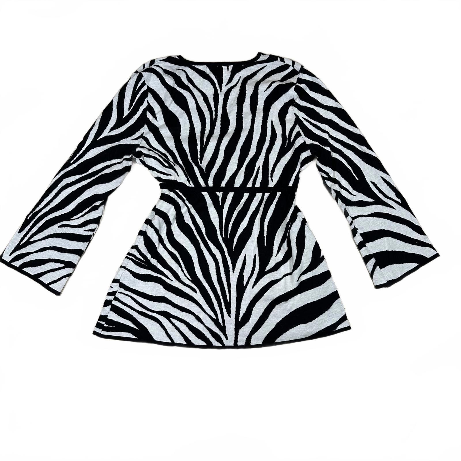 Michael Kors Michael Kors Top Zebra Print Long Sleeve With Cinched Waist Size L / US 10 / IT 46 - 2 Thumbnail