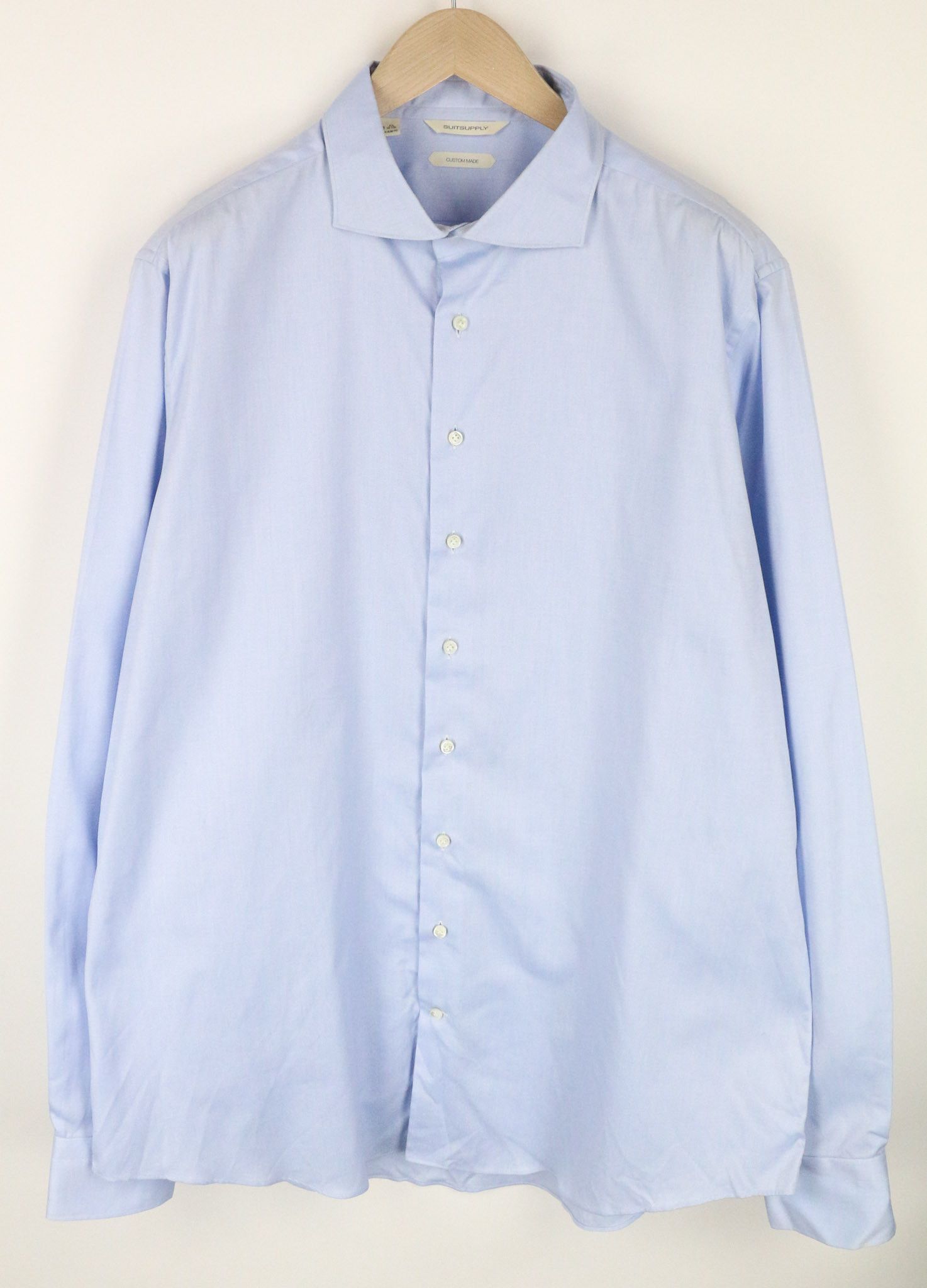 Suitsupply 47L/18 1/2L Extra Slim Blue Cotton Twill 72681 Size 46R - 1 Thumbnail