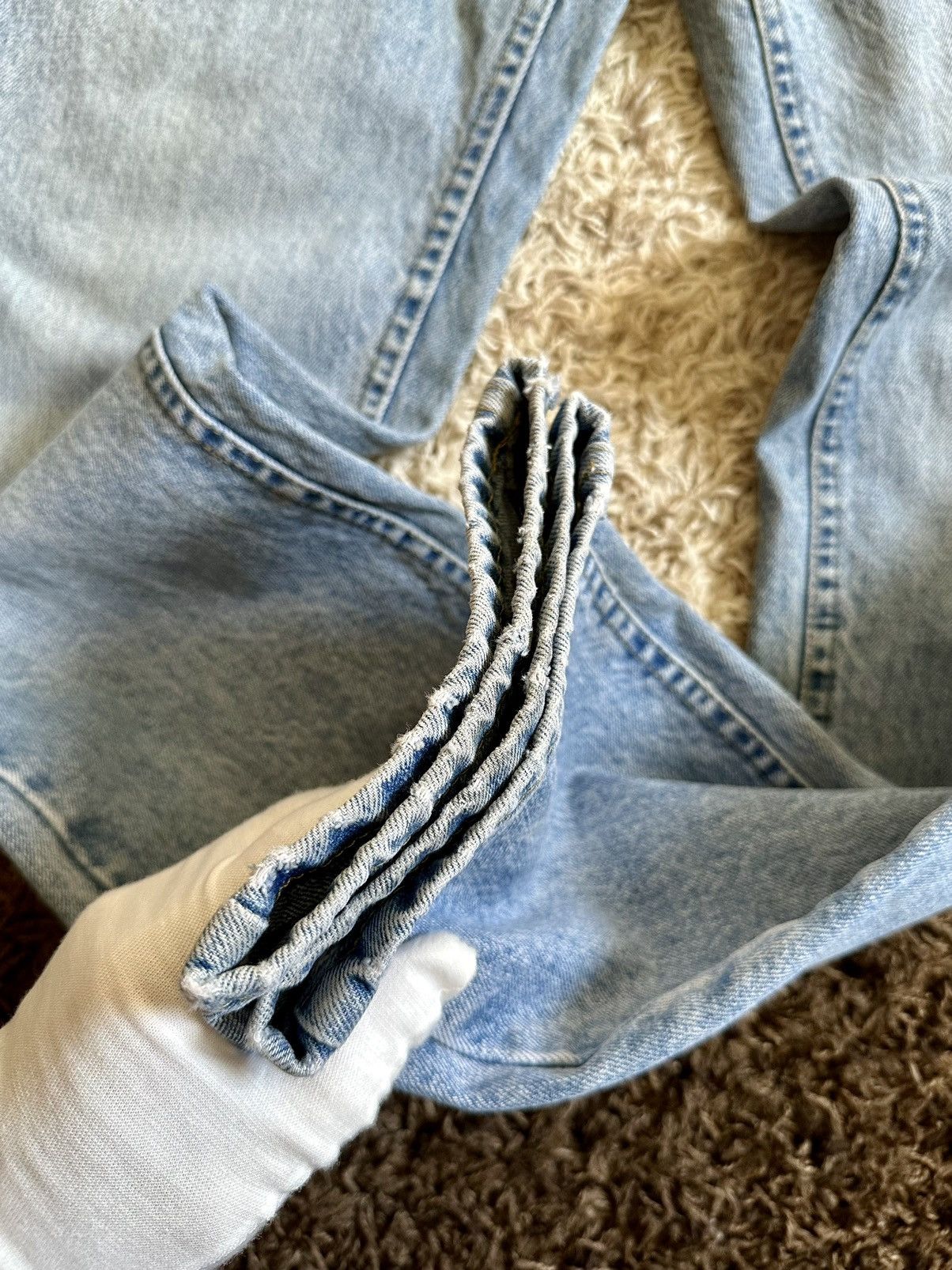 Jean × Lee × Vintage VNTG Lee Denim Jeans Made In USA Streetwear Y2K Rare 90s Size US 31 - 5 Thumbnail