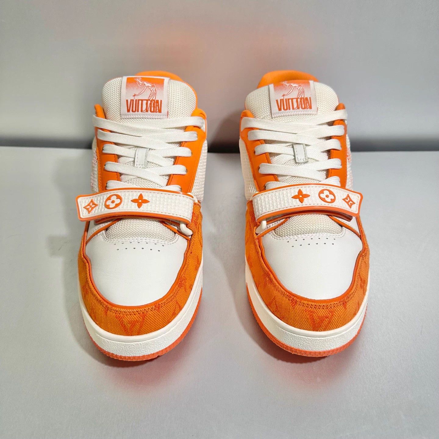 Louis Vuitton LV White/Orange Velcro Trainer 8.5US/42.5EU Excellent Size US 8.5 / EU 41-42 - 2 Thumbnail
