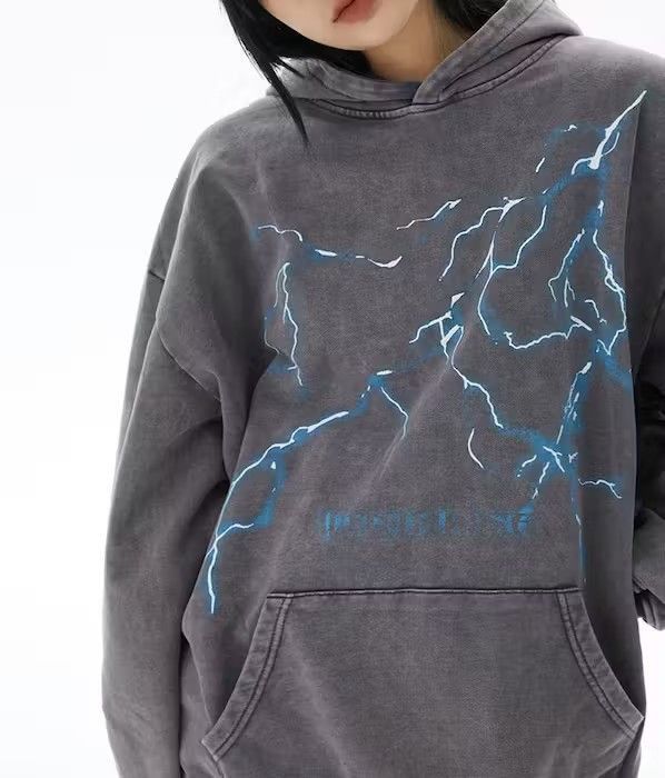 Japanese Brand Lightning Graphic Knit Gray Hoodie Size US L / EU 52-54 / 3 - 3 Thumbnail