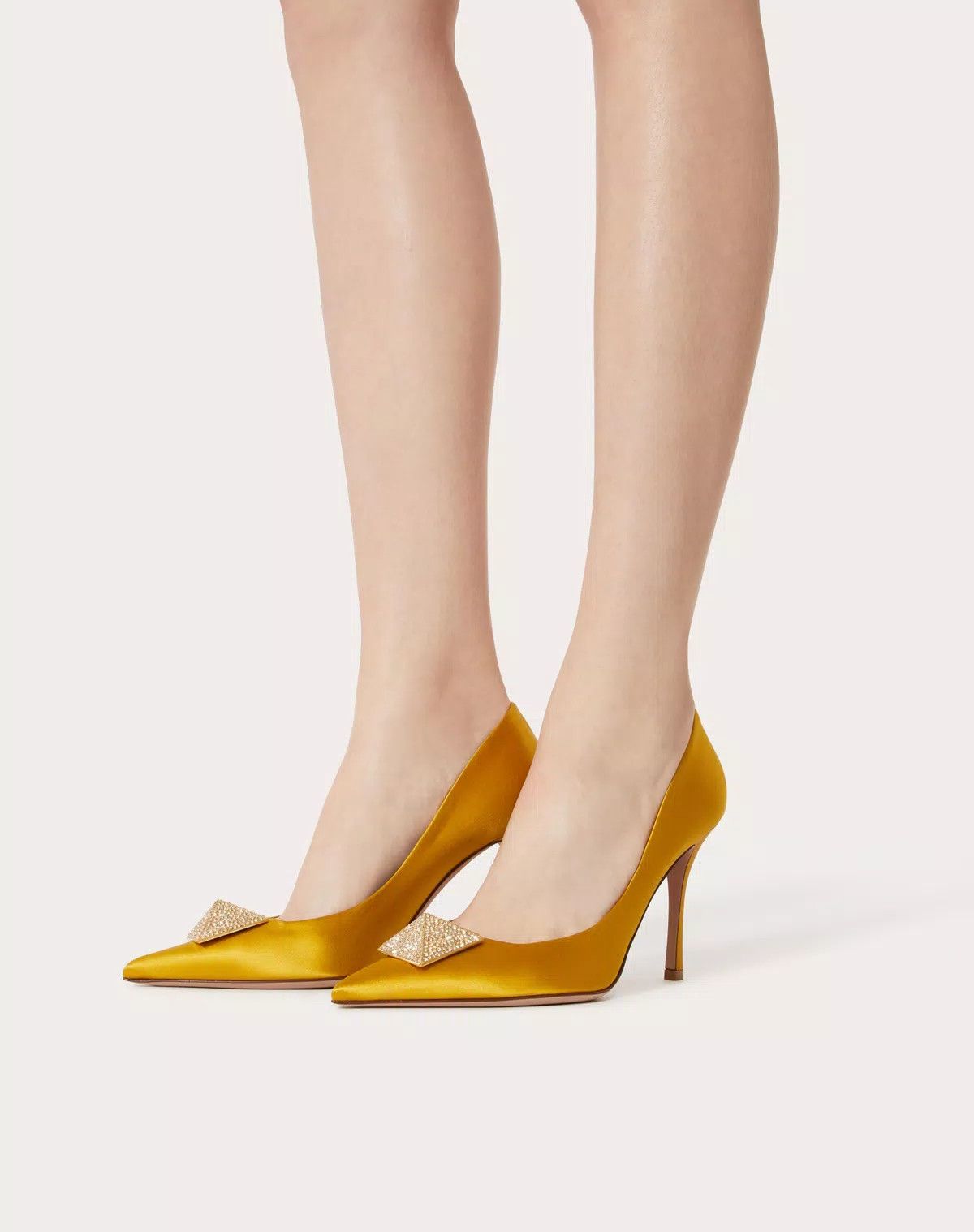 Valentino o1s1wg110426 One Stud Satin 100mm Pumps Stud Crystals Size US 11 / IT 41 - 5 Thumbnail