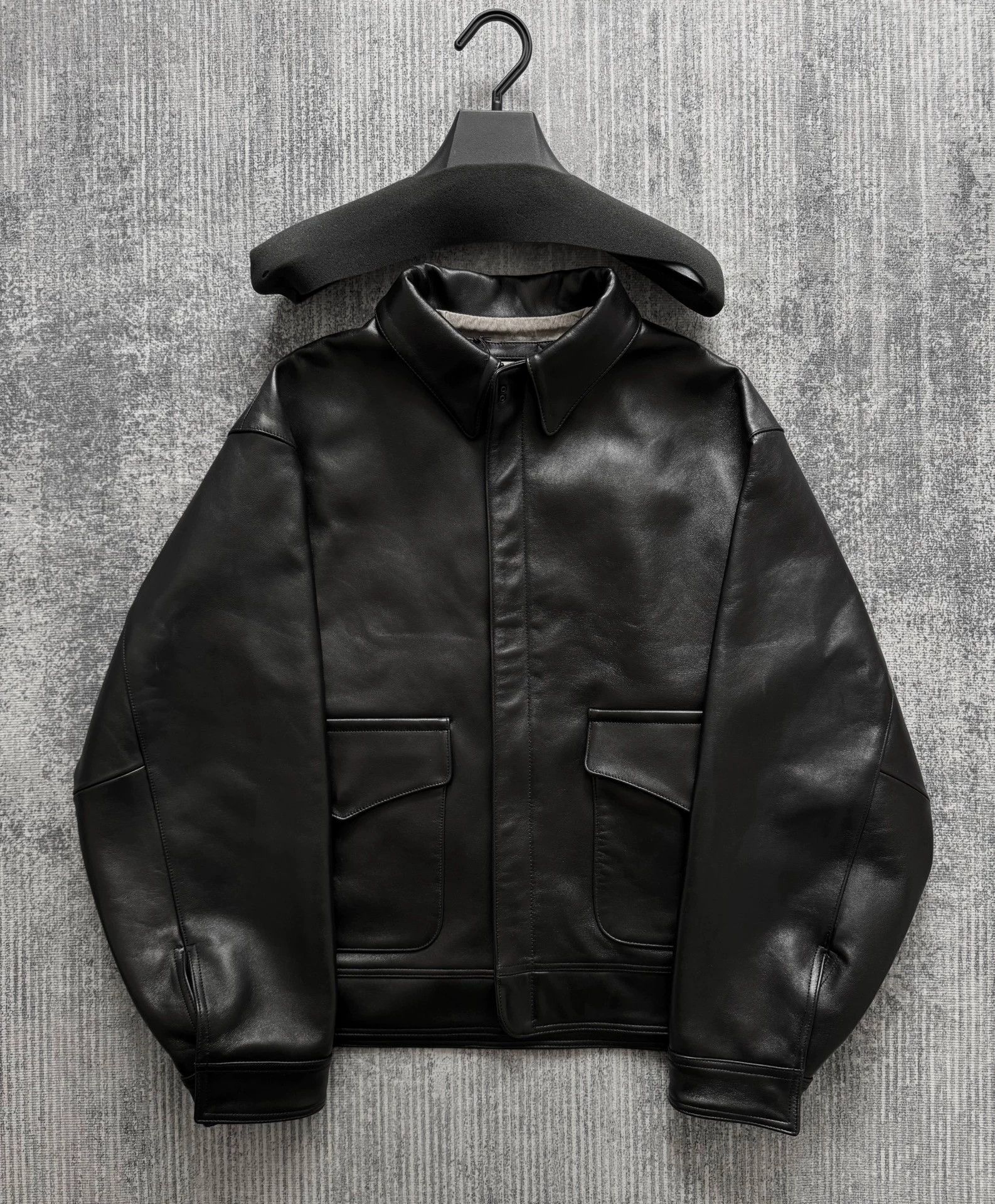 A.PRESSE A-2 Spanish Lambskin Leather JKT Black 3