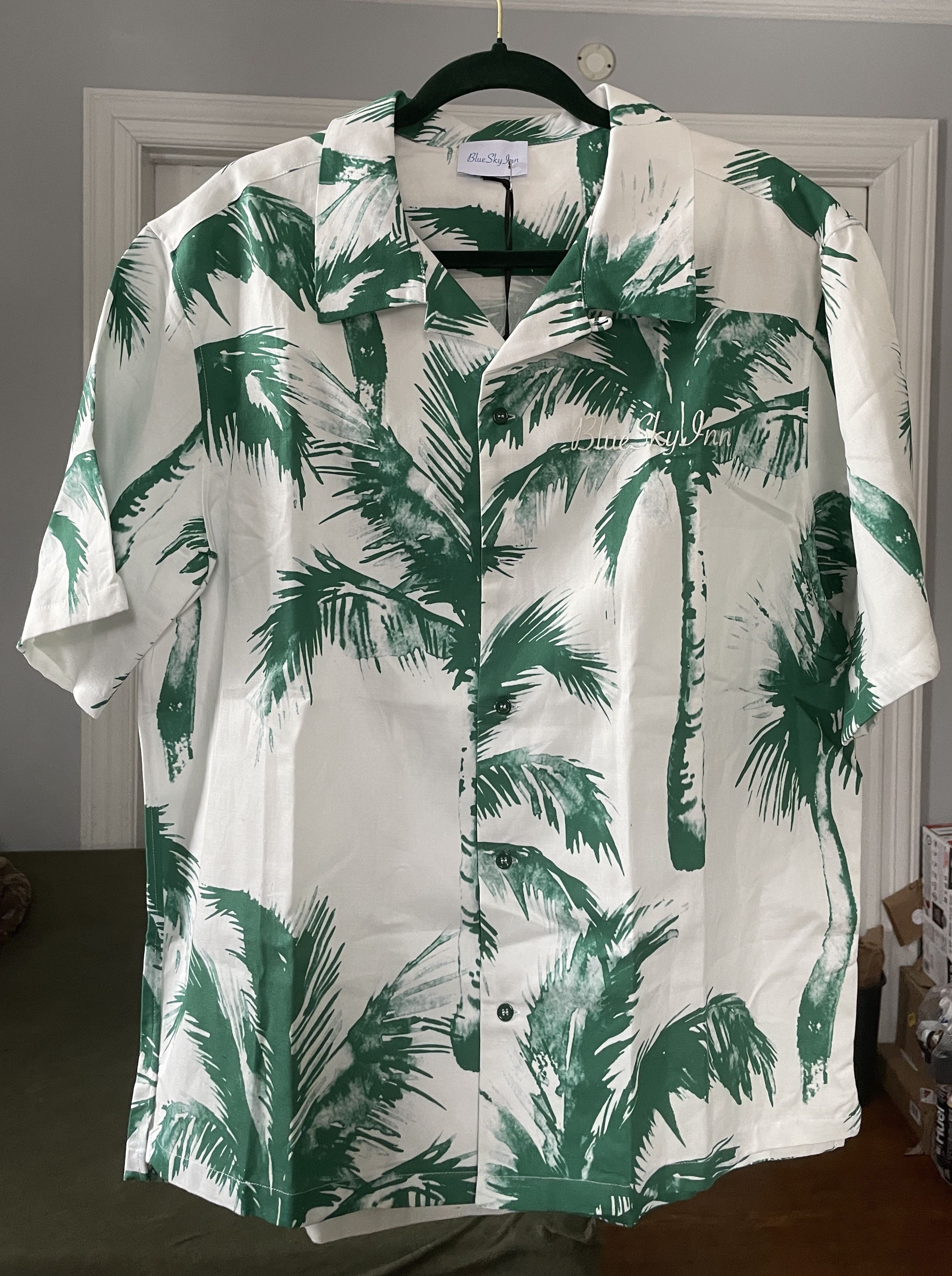 Blue Sky Inn Green Palm Cotton - Linen Shirt Size US L / EU 52-54 / 3 - 1 Thumbnail