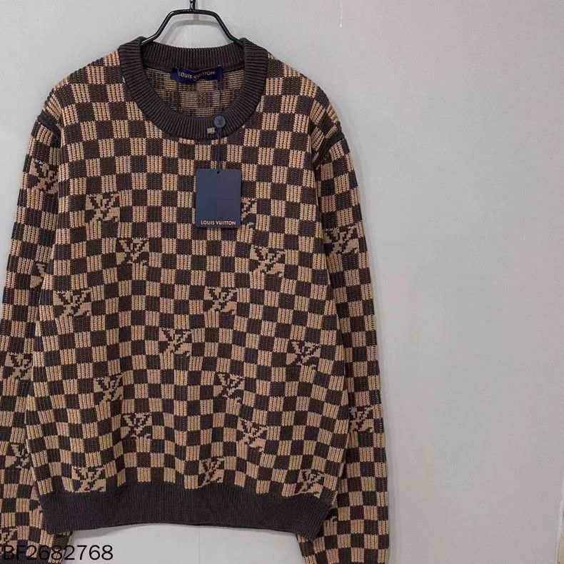 Louis Vuitton Louis Vuitton Checkerboard knit sweater with full logo swe Size US XL / EU 56 / 4 - 2 Thumbnail