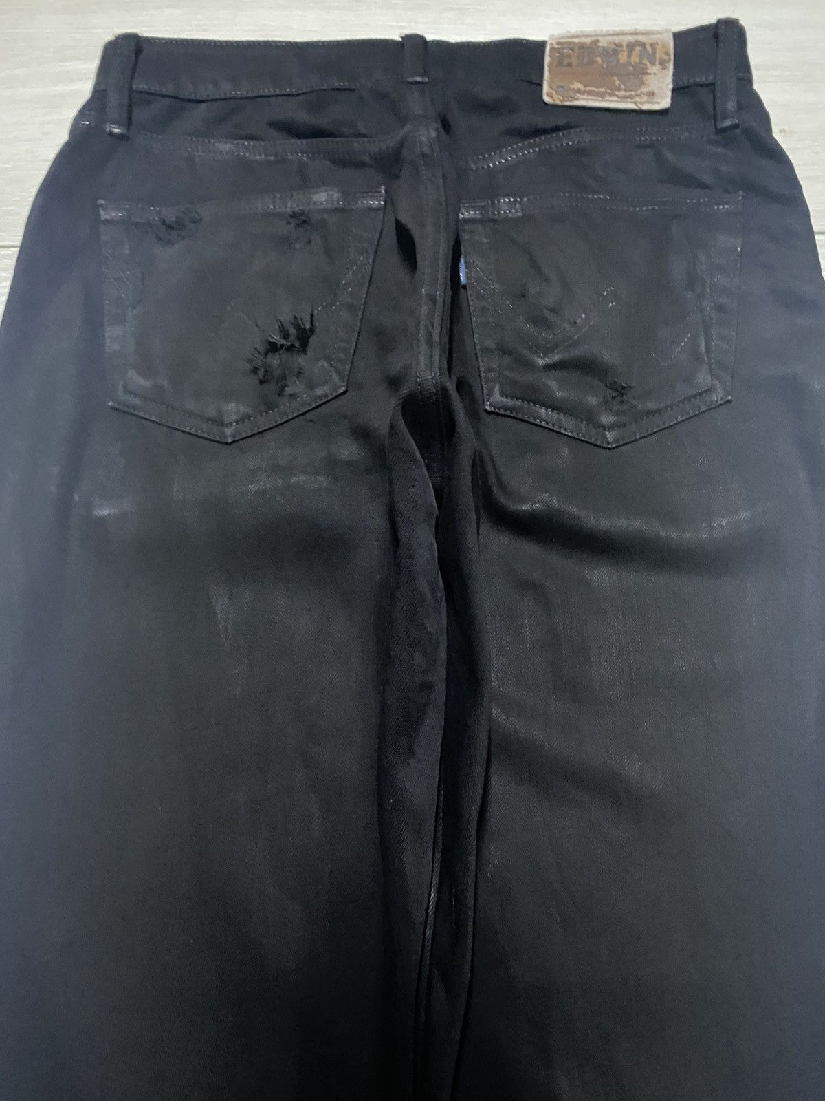 Edwin Vintage Japanese Edwin Black Denim Distressed Loose Jeans Size US 29 - 4 Thumbnail