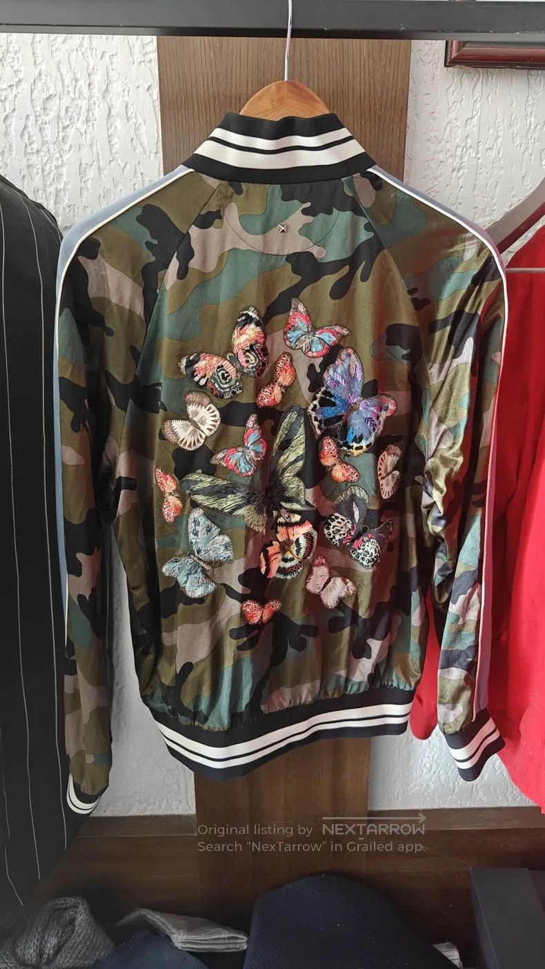 Valentino Valentino Butterfly embroidered camouflage baseball jacket Size L / US 10 / IT 46 - 2 Thumbnail