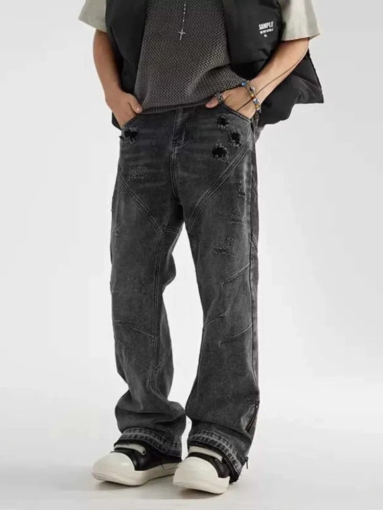 Vintage Streetwear Pleated Ripped Baggy Jeans Size US 32 / EU 48 - 3 Thumbnail