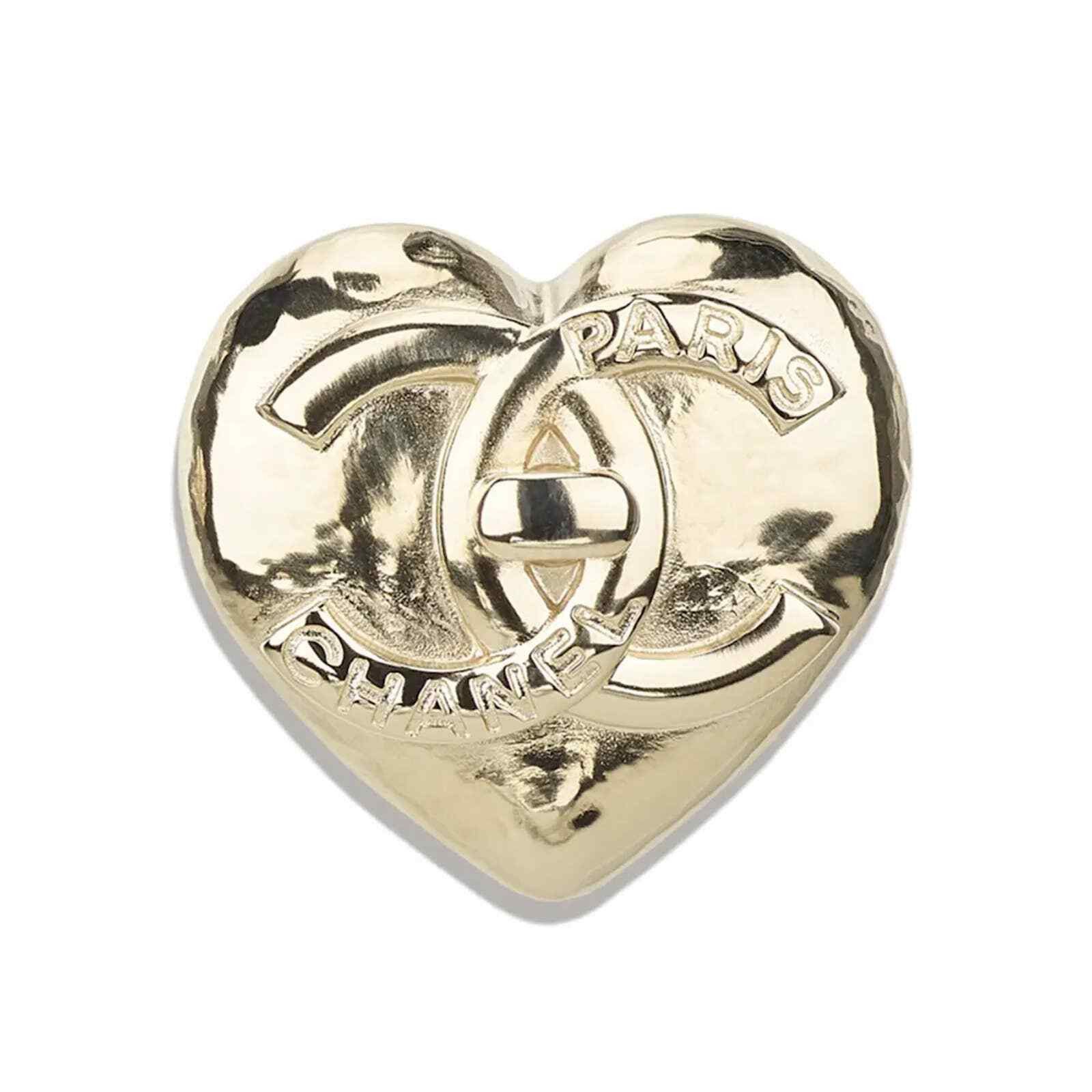 Chanel Chanel Gold Heart Turnlock Dangle Drop Statement Earring Size ONE SIZE - 4 Thumbnail