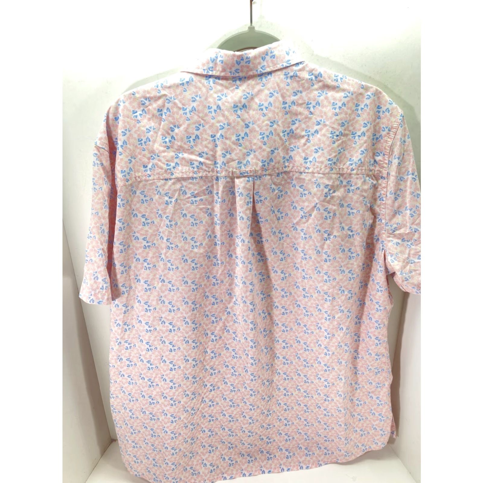 Croft & Barrow Croft & Barrow Button Down Shirt Mens XL Pink Blue Floral Slim Fit Performance Short Sleeve Shirt Size US XL / EU 56 / 4 - 7 Thumbnail