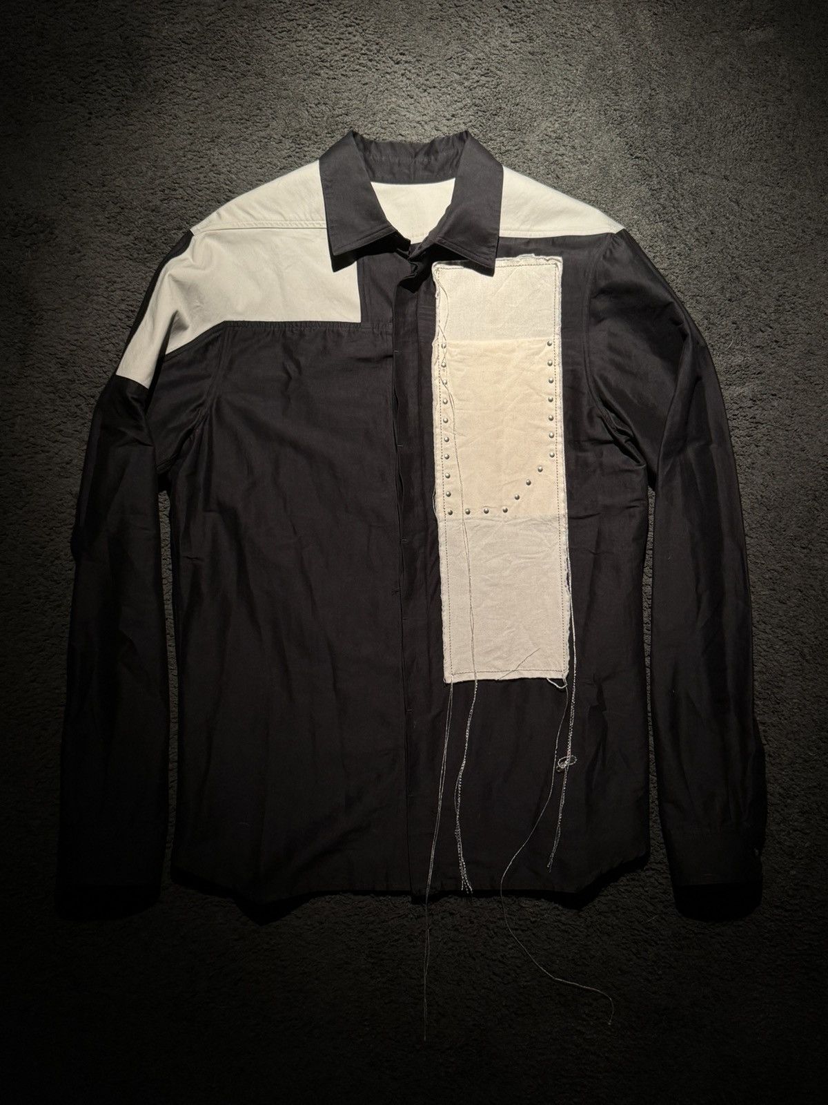 Rick Owens SS19 “Babel” Paneled Silk Shirt