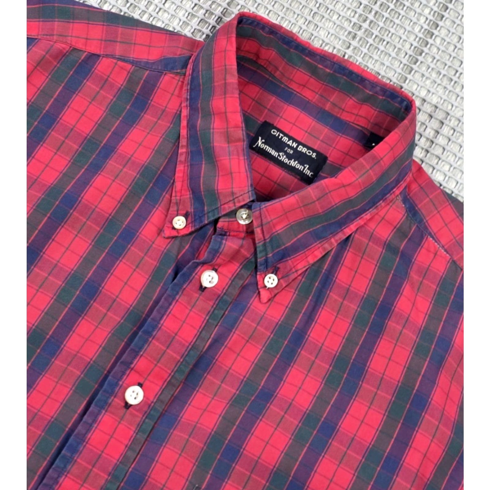 Vintage Gitman Bros Shirt Mens L Red Plaid Button-Up Long Sleeve Cotton USA Size US L / EU 52-54 / 3 - 5 Thumbnail