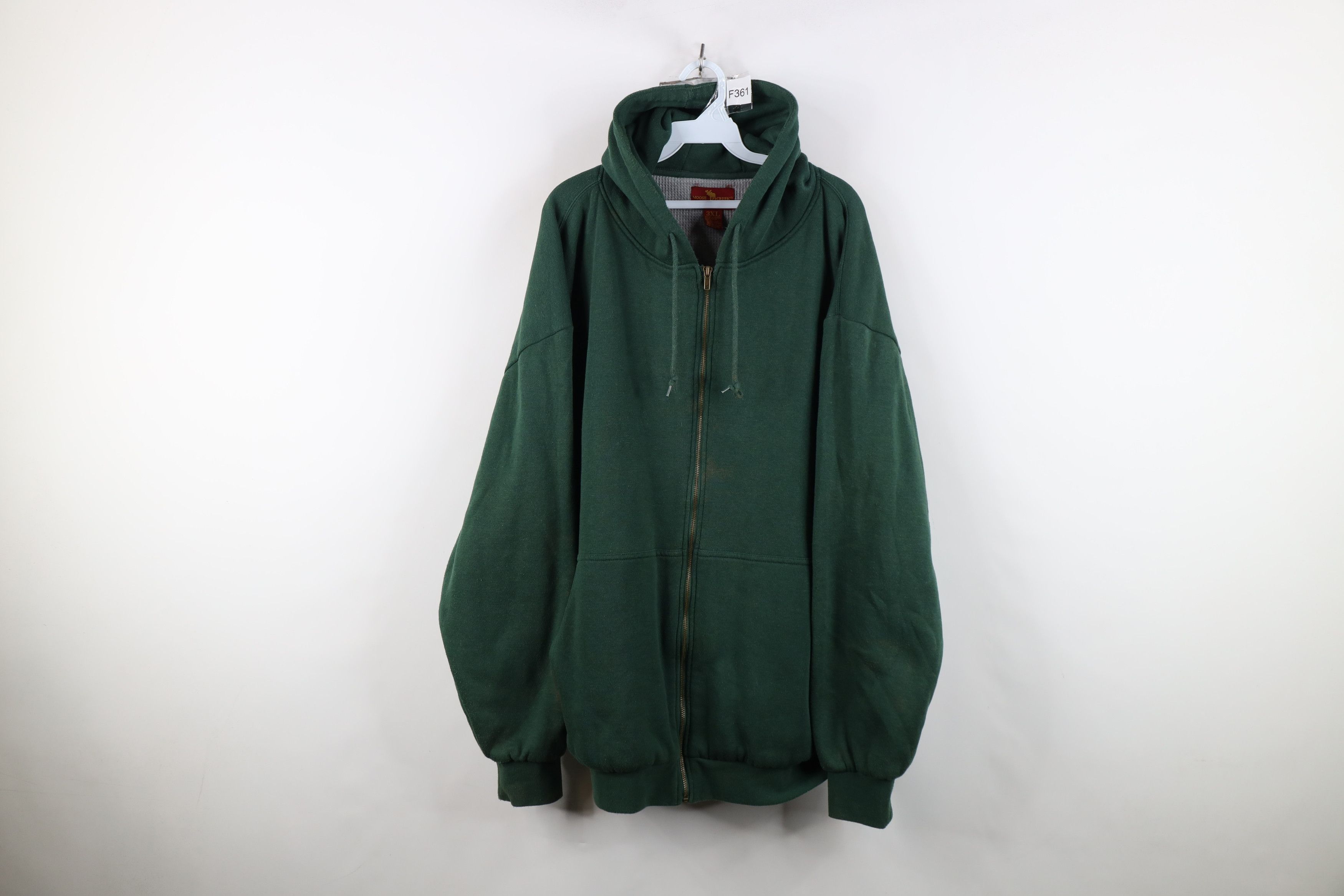 Vintage 90s Streetwear Waffle Knit Lined Blank Hoodie