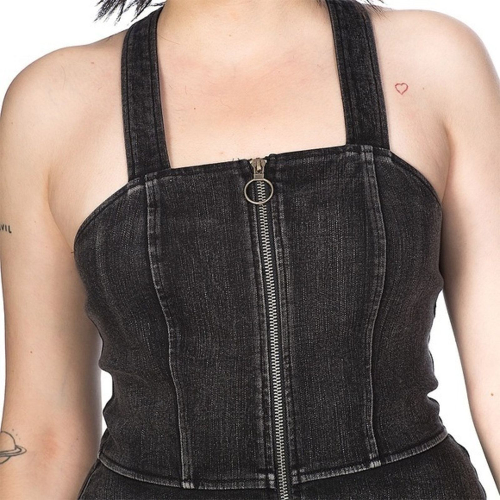 Other Banned Apparel Acid Wash Black Denim Dress Size XS / US 0-2 / IT 36-38 - 9 Thumbnail