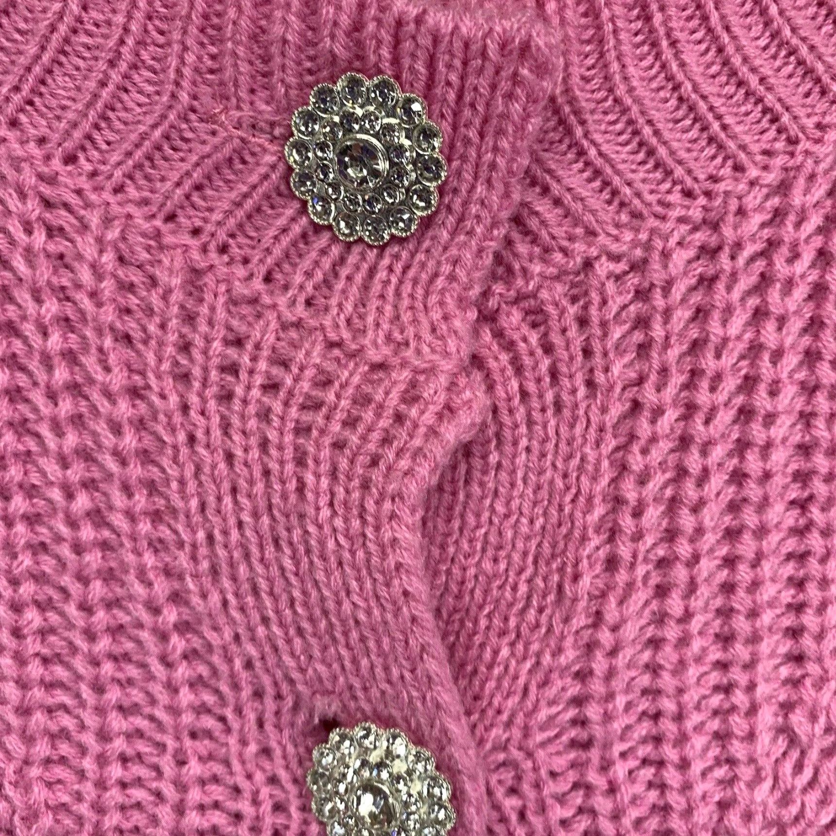 Fashion Nova VINTAGE Fashion Nova Women's Pink Cardigan Sweater Small Waffle-Knit Long Sleeve Acrylic Button 90s classic Size S / US 4 / IT 40 - 5 Thumbnail