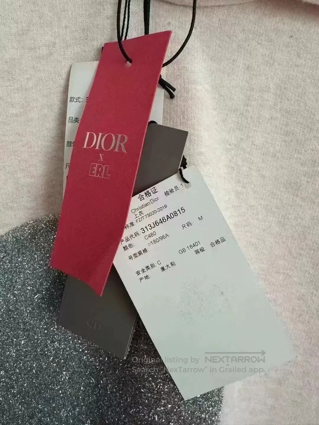 Dior Dior ERL Collaboration Gray Pink Sequin Hoodie. Size M / US 6-8 / IT 42-44 - 3 Thumbnail