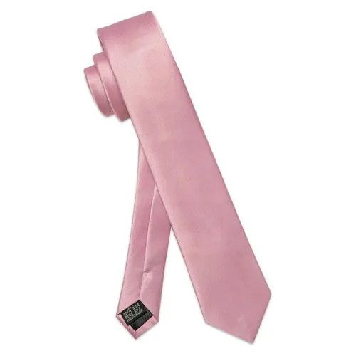 Japanese Brand Luxury Skinny Solid Pink Neck Tie Set Mens Size ONE SIZE - 3 Thumbnail