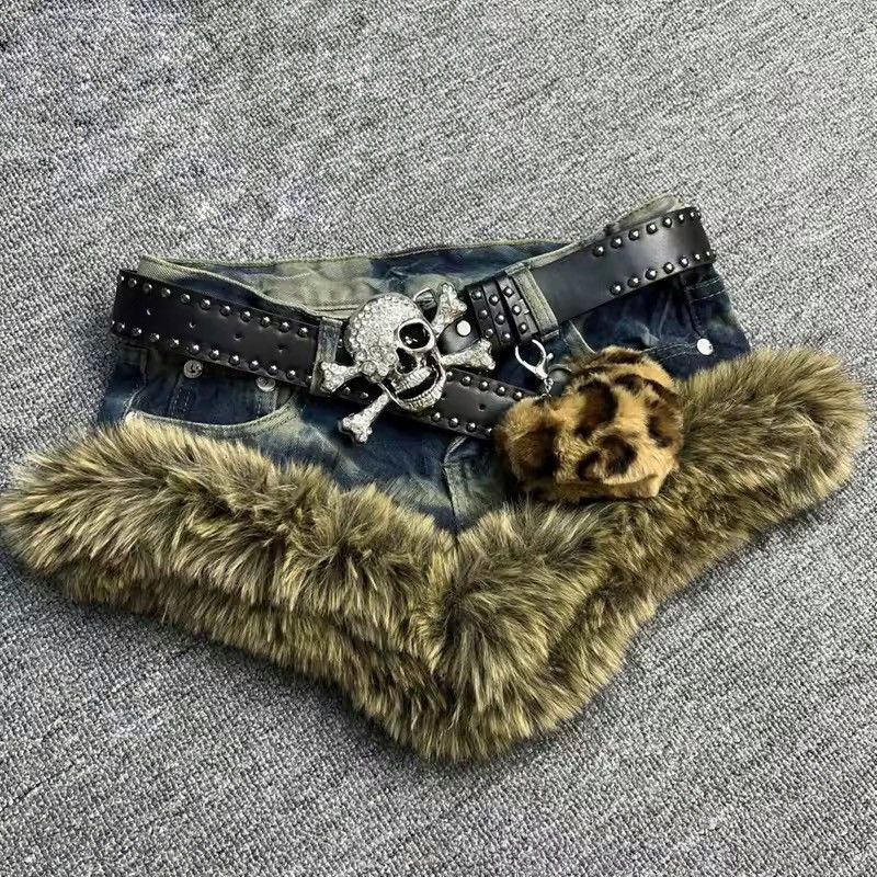 Other Fur Y2k Designer Mini Jeans Shorts Vintage Streetwear Size 28" / US 6 / IT 42 - 1 Thumbnail
