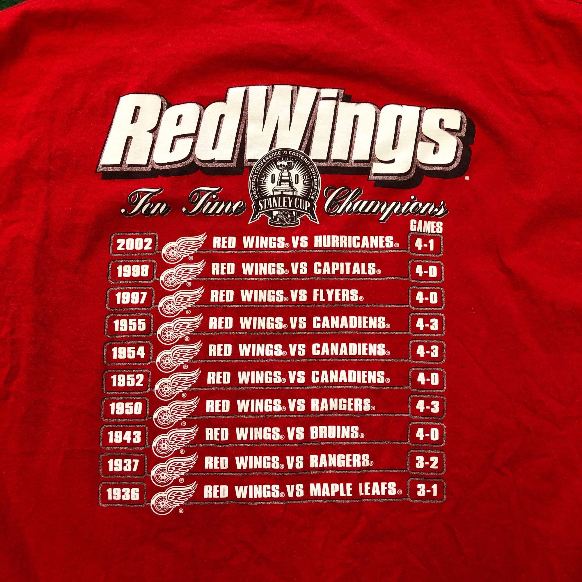 Delta Vintage 2002 Red Wings Stanley Cup Champions Red T-Shirt Size US XXL / EU 58 / 5 - 4 Thumbnail
