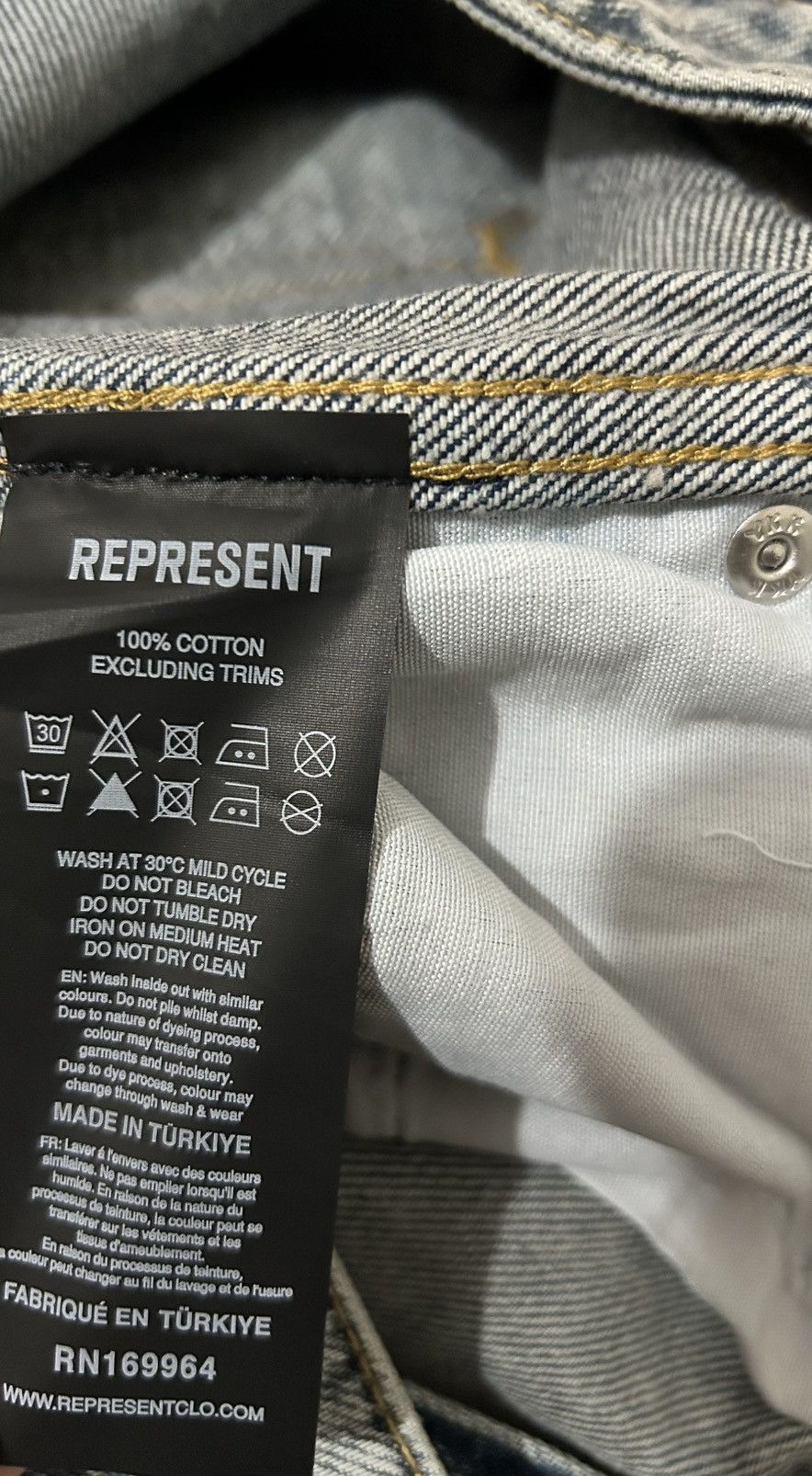 Represent Clo. Represent R3 Distressed Baggy Jeans Blue W33 – Premium Size US 33 - 15 Thumbnail