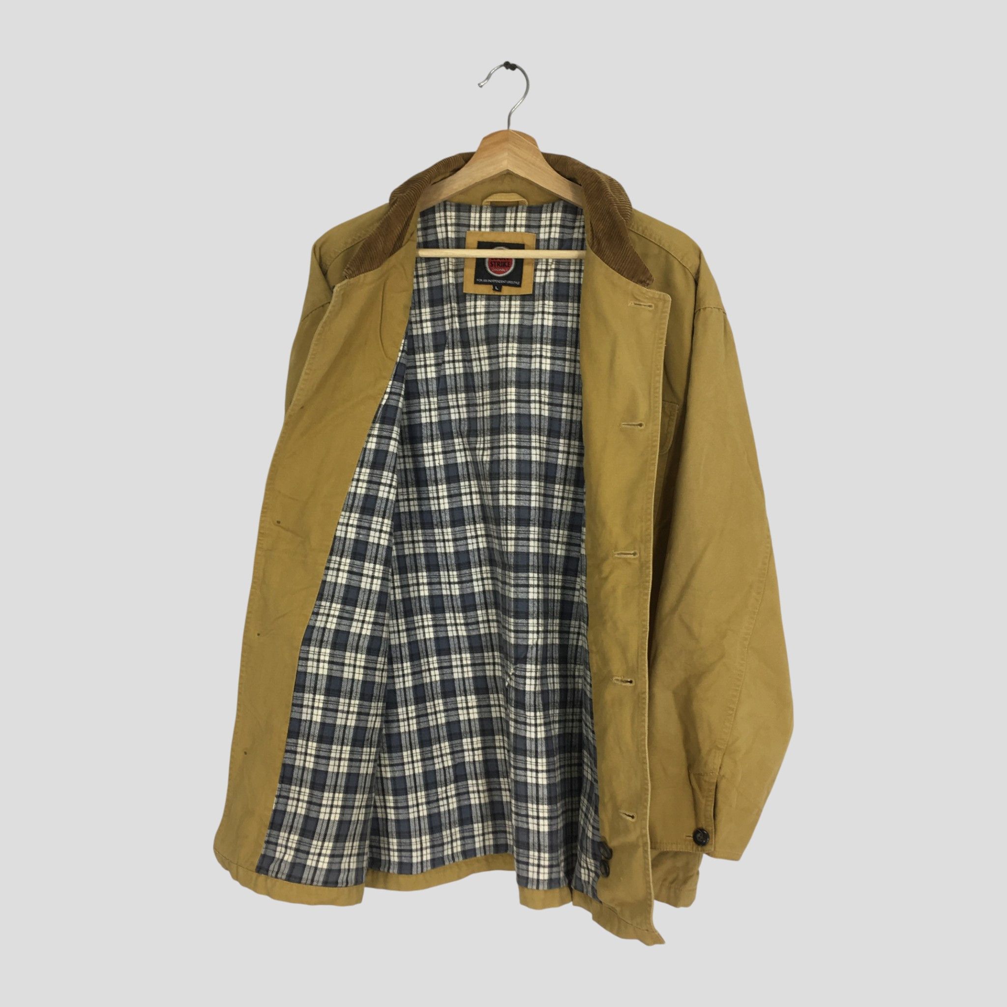 Vintage Vintage 90s Lucky Strike Hunting Brown Duck Chore Jacket Size US L / EU 52-54 / 3 - 2 Thumbnail