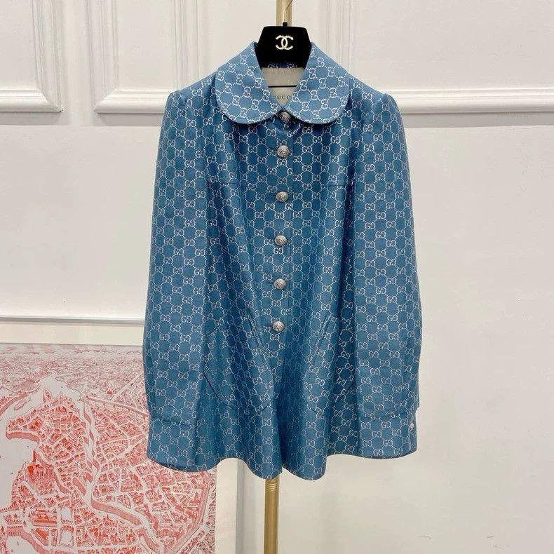 Gucci Gucci Blue Patterned Button-Up Coat- DMC Size US L / EU 52-54 / 3 - 1 Thumbnail