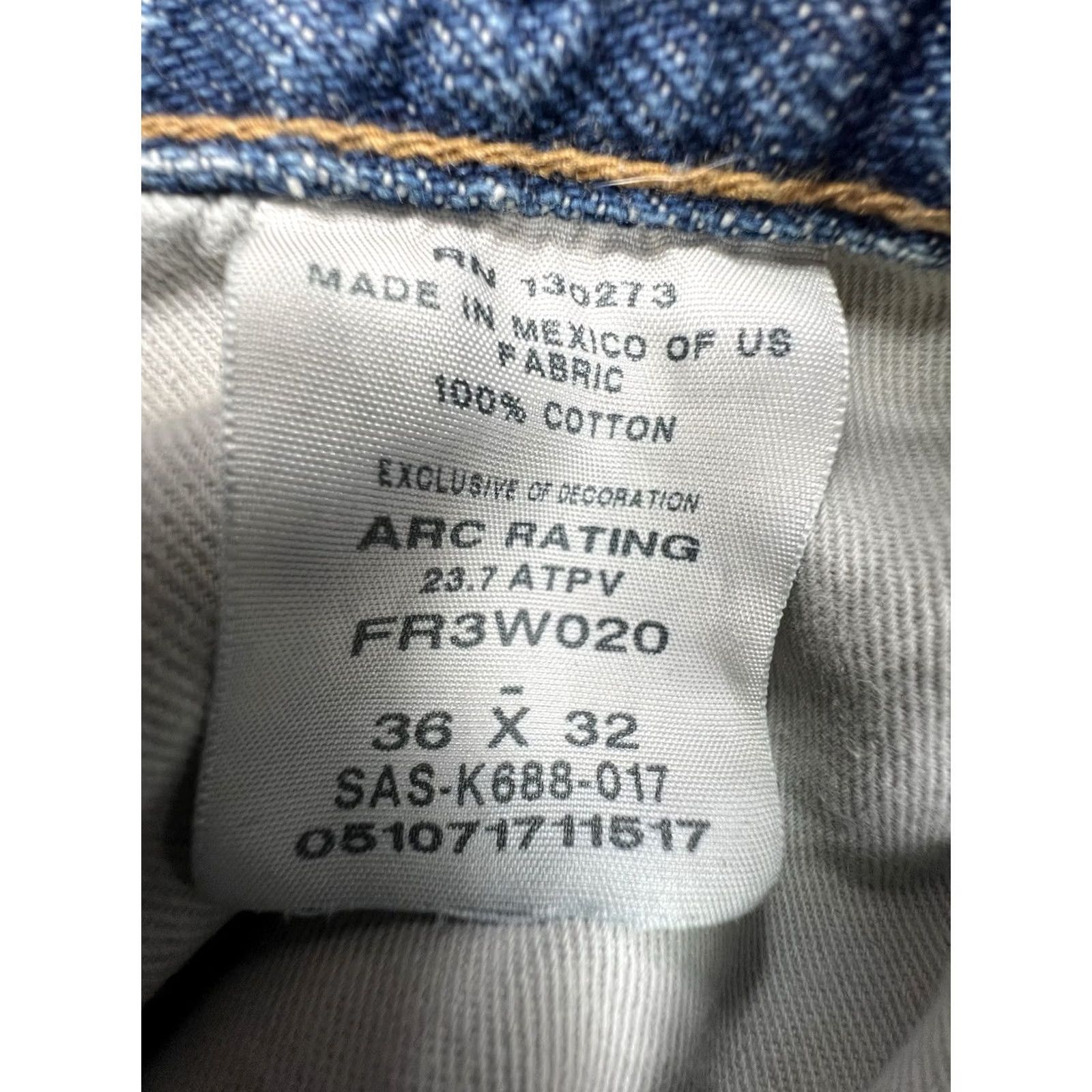 Wrangler Wrangler Flame Resistant FR Jeans Men's Relaxed Work Blue 36x32 Denim 5-Pocket Straight Vintage No N/A Size US 36 / EU 52 - 6 Thumbnail