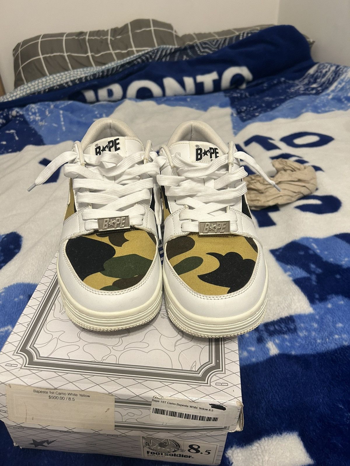 image of 1St Camo Bapesta Shoes in White, Men's (Size 8.5)