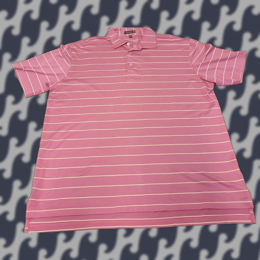 Peter Millar Peter Millar Polo Shirt Men XL Pink Yellow Summer Comfort Striped Short Sleeve Collared Button Logo Golf Rugby All Seasons Breathable Casual Size US XL / EU 56 / 4 - 1 Thumbnail