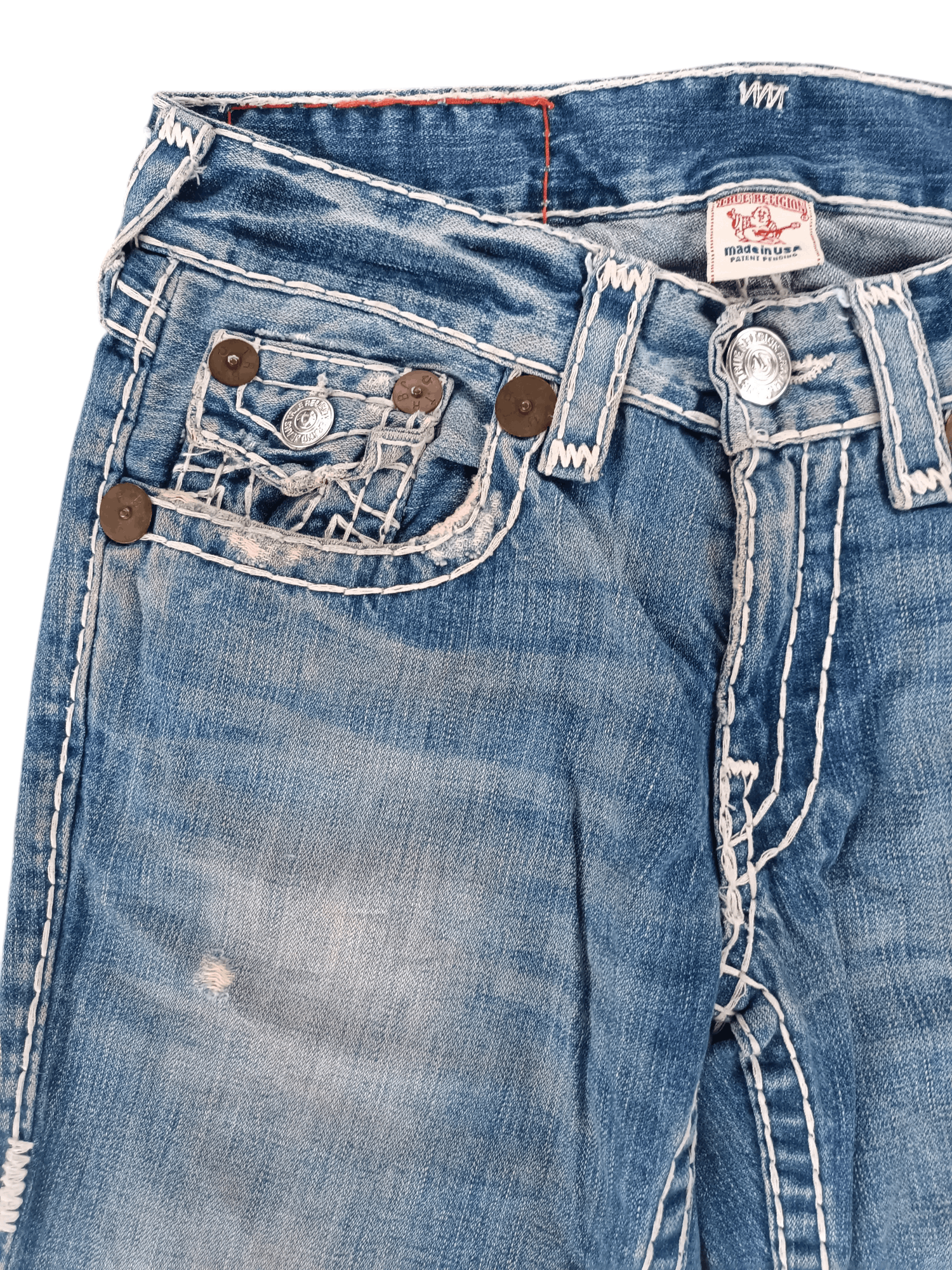 True Religion × Vintage True Religion ひ Joey Super T Distressed Baggy Flare Y2K Size US 32 / EU 48 - 13 Thumbnail