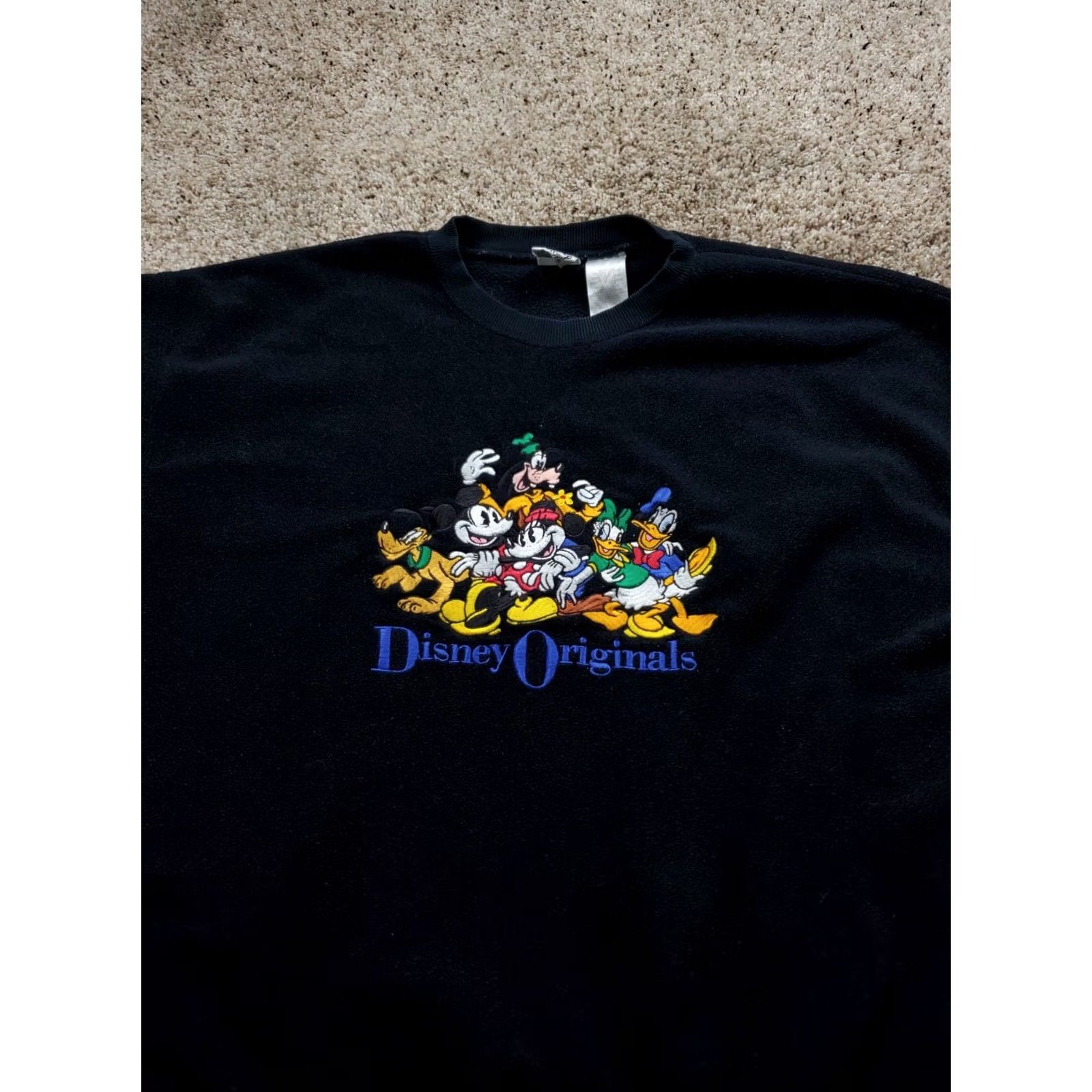 Disney VINTAGE Disney Sweatshirt Men's L Black Crew Neck Long Sleeve Pullover 90s Cartoon Logo Knit Cotton Blend Fleece Size US L / EU 52-54 / 3 - 4 Thumbnail