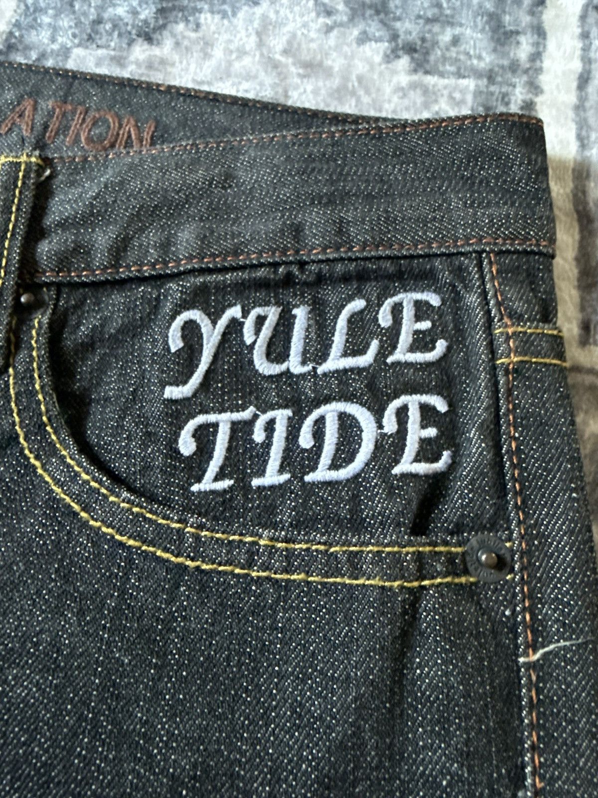 Japanese Brand Yuletide & Jubilation Skull Snake Tattoo Y2K Jeans Size US 32 / EU 48 - 13 Thumbnail