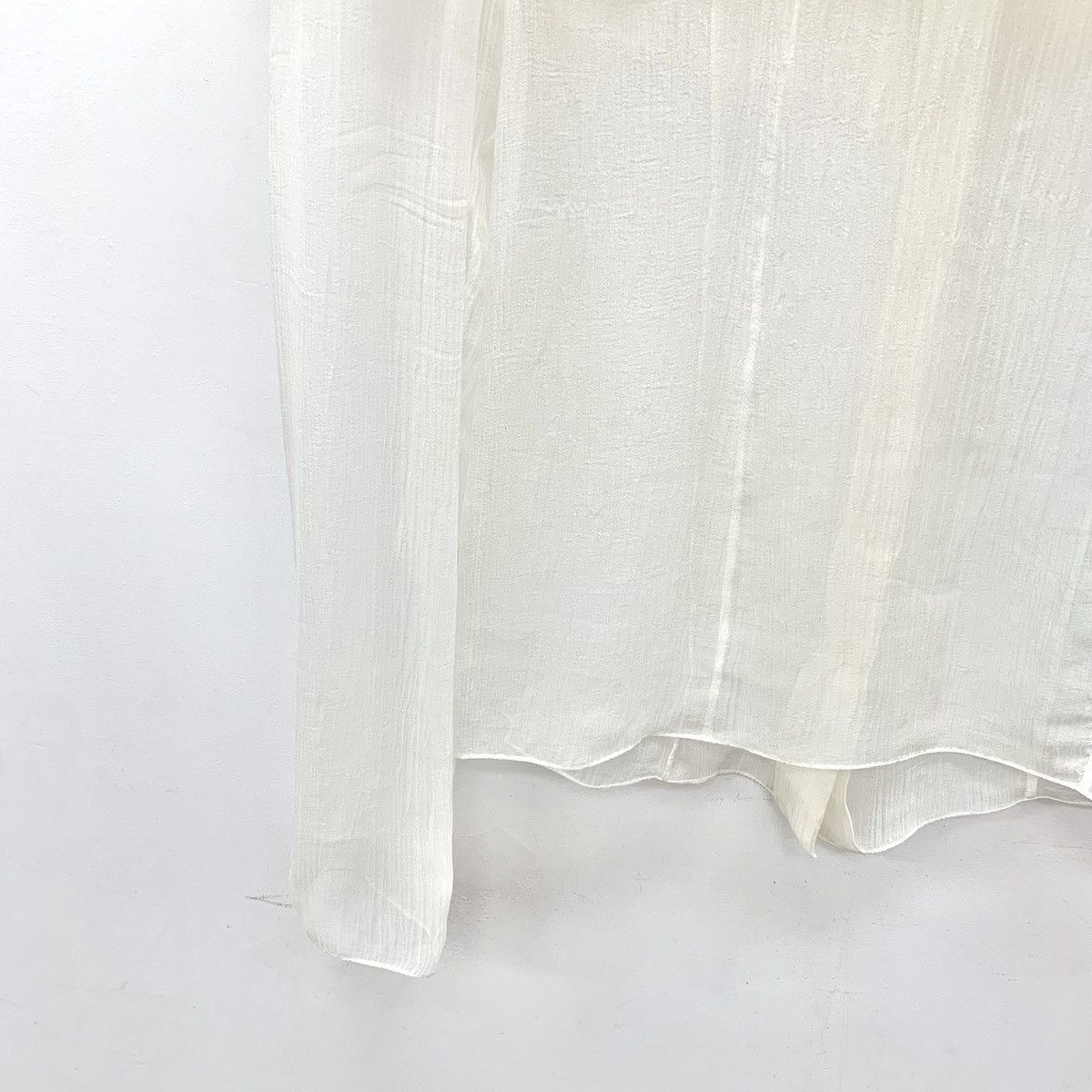 Chanel Chanel Off-white Ruffled Silk Long Sleeve Shirt K26WX Size S / US 4 / IT 40 - 4 Thumbnail