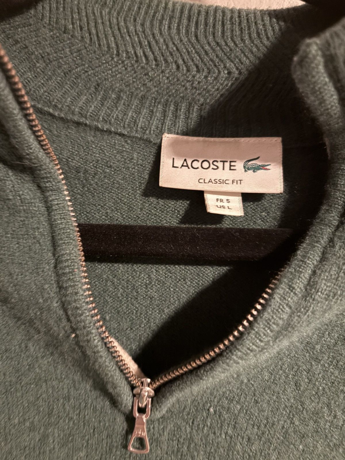 Lacoste Lacoste Quarter-Zip Sweater Green Classic Fit Men’s Large Size US L / EU 52-54 / 3 - 3 Thumbnail