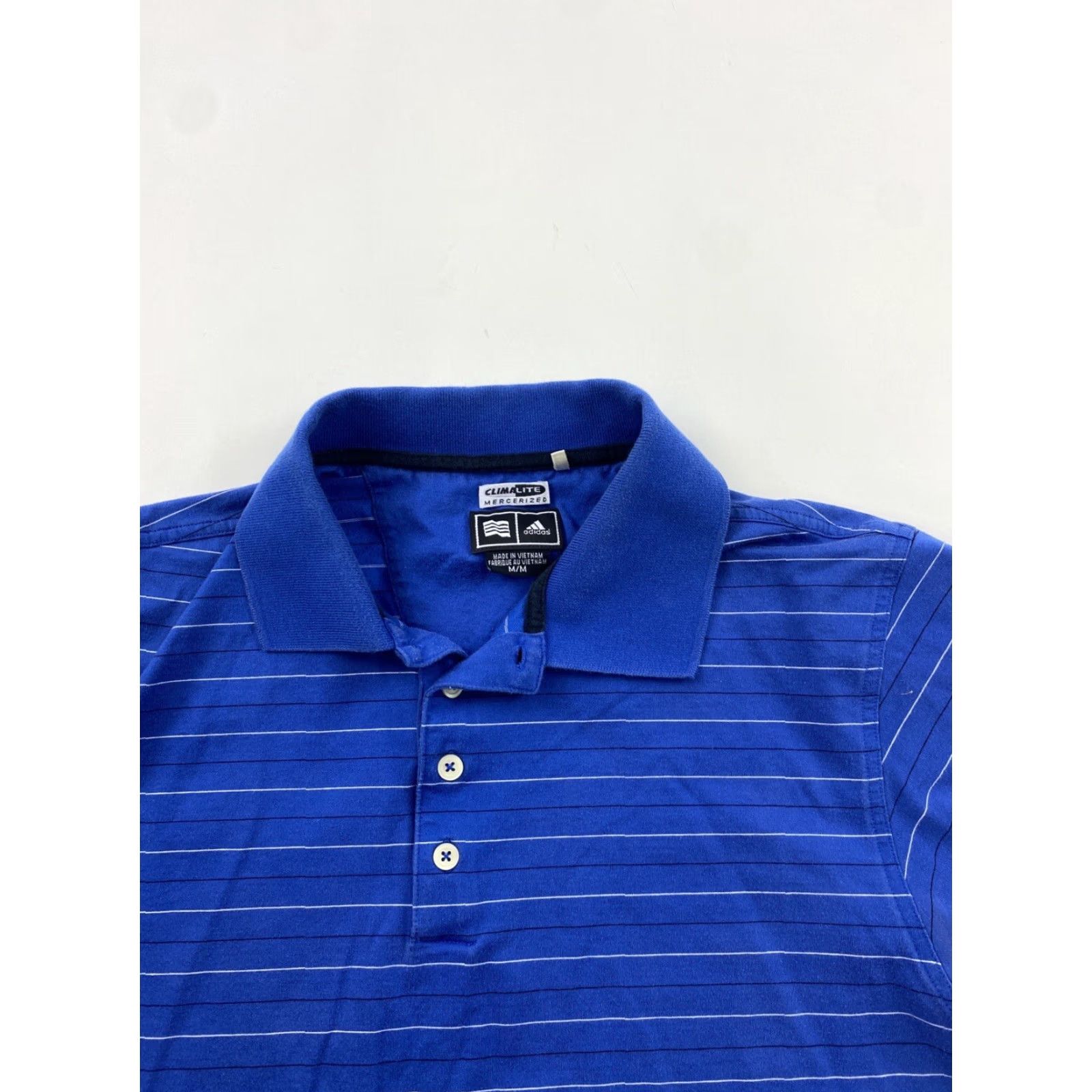 Adidas Adidas Golf Polo Shirt Mens Medium Striped Blue Climalite Size US M / EU 48-50 / 2 - 2 Thumbnail