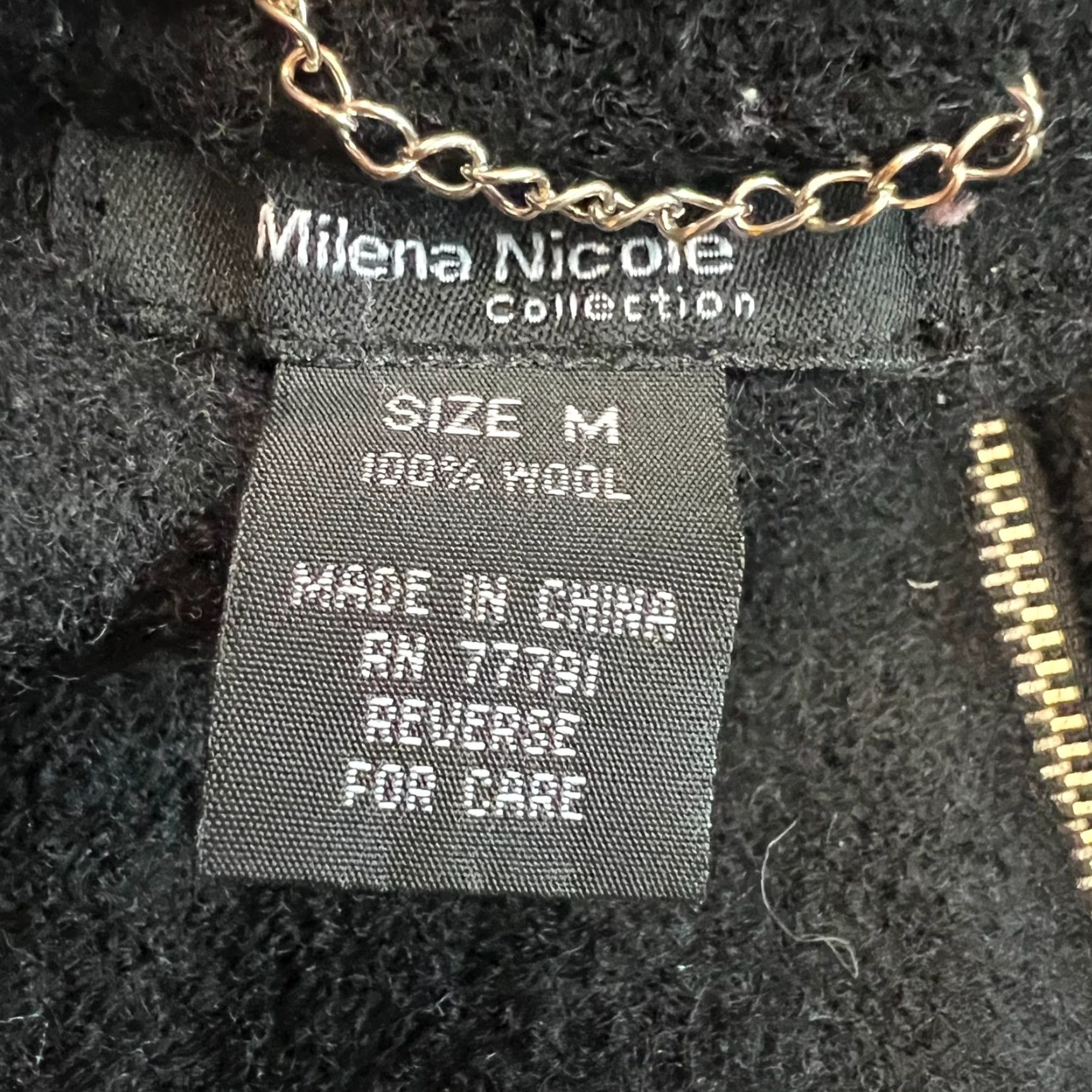 Vintage VTG Milena Nicole 100% Wool Poncho Vest Zippered Black M Knit Sleeveless Cowl Neck Women's 90s Designer Style Pattern Solid Size M / US 6-8 / IT 42-44 - 6 Thumbnail