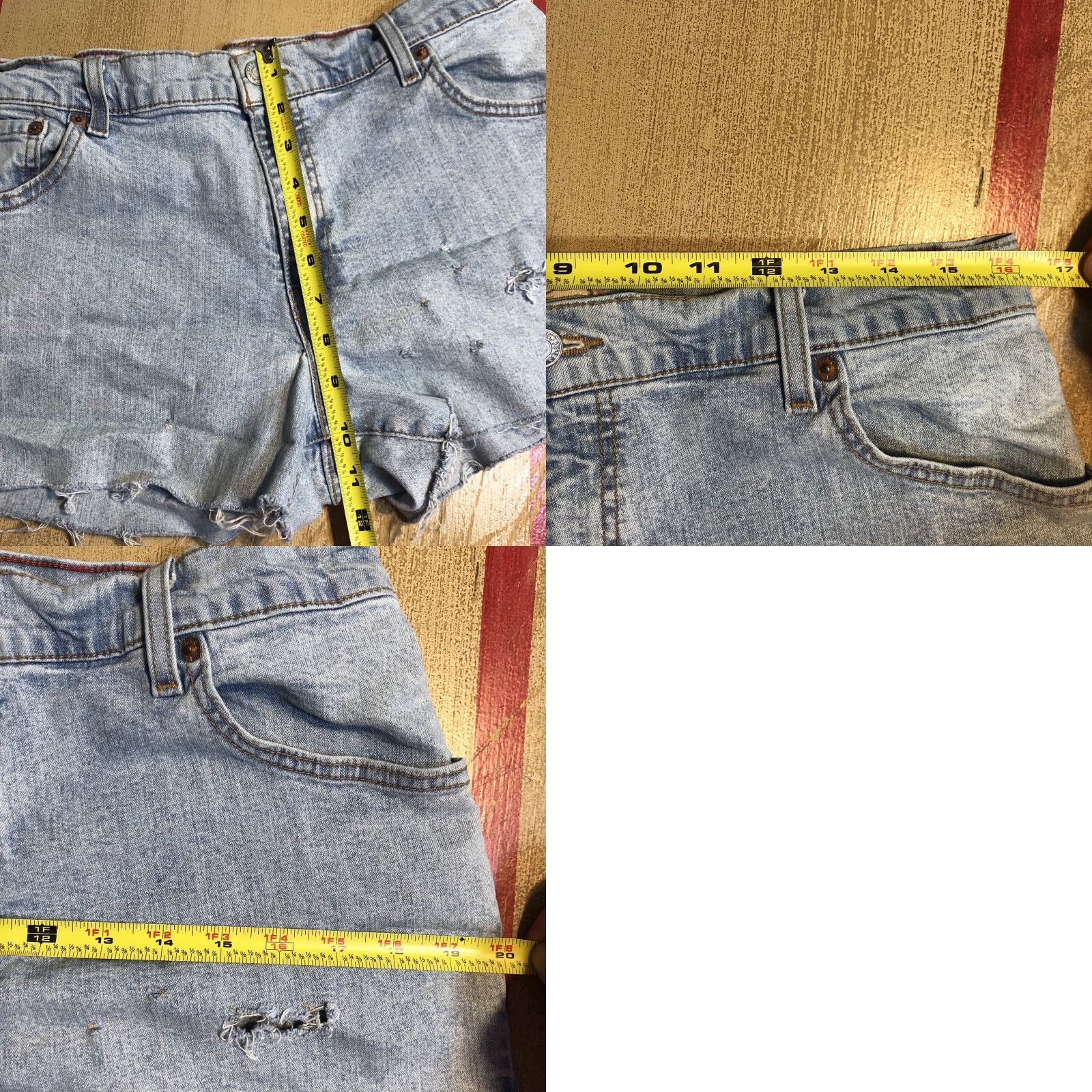 Levi's VINTAGE Levi's 550 Relaxed Denim Cut-Off Shorts Womens 12 Blue Distressed Raw Hem 90s 5-Pocket Jeans, Casual Size 34" / US 12 / IT 48 - 8 Thumbnail