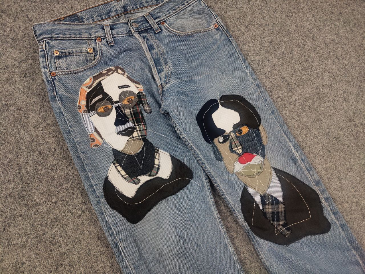 Levi's Vintage 90's Levis 501 Sashiko Patchwork Face Jeans watanabe Size US 33 - 11 Thumbnail
