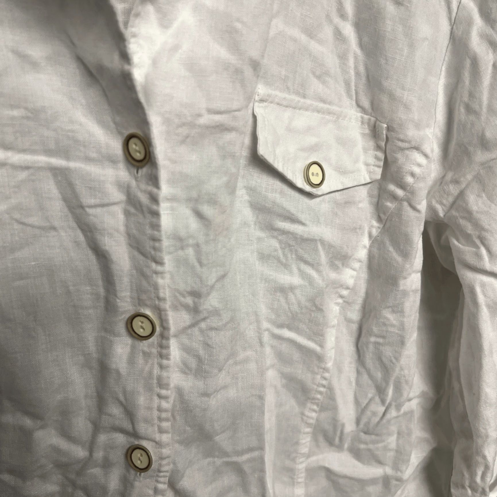 JM Collection JM Collection 14 Medium 100% Linen White Button Fitted 3/4 Sleeve Shirt Women Size XL / US 12-14 / IT 48-50 - 3 Thumbnail